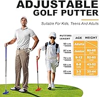 Vista 2 de Putter de golf ajustable, juego de mini golf - 2 palos de golf para niños con 6 pelotas de golf y 2 tazas con bandera, putter bidireccional