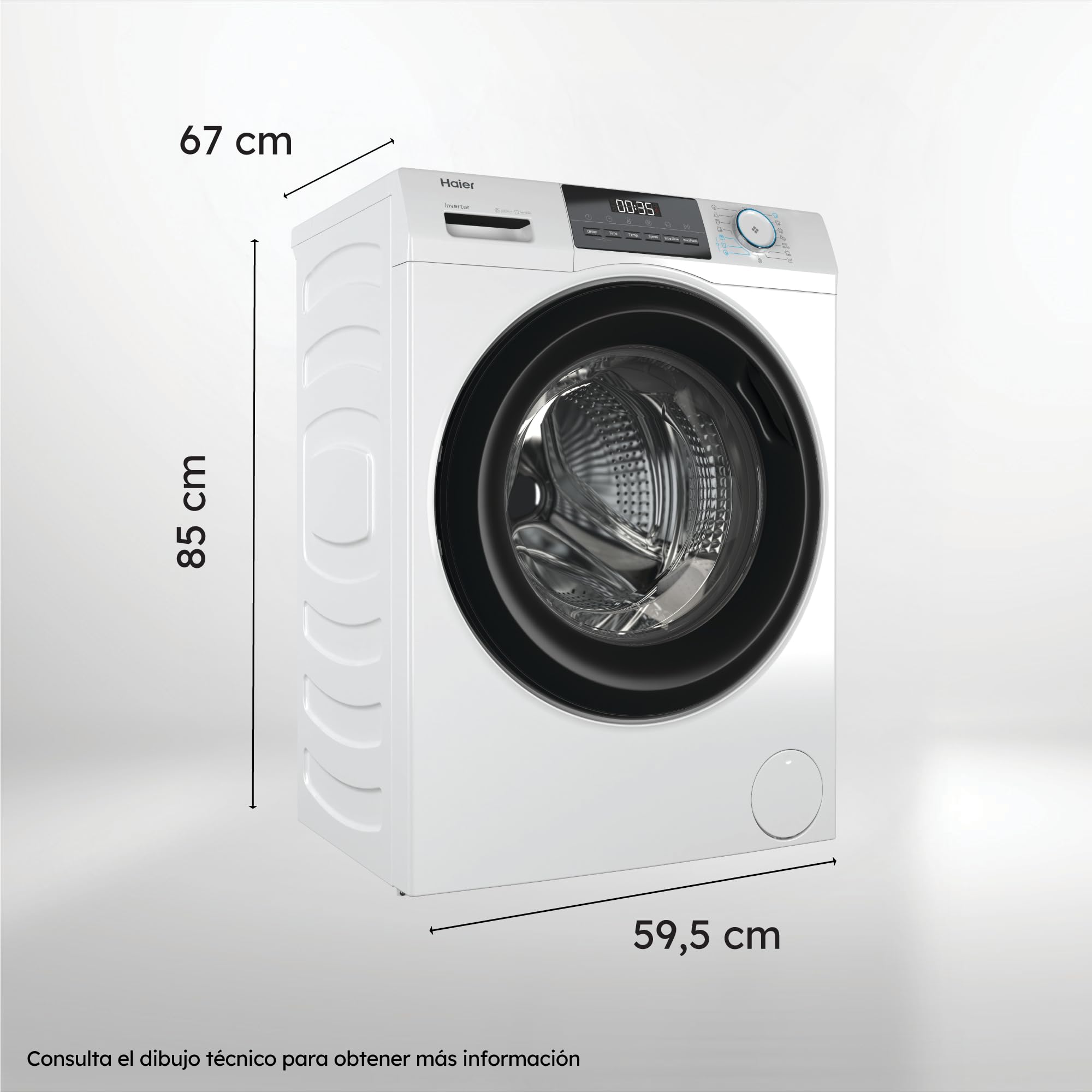 Haier I-Pro Series 1 HW110-BP14929A-S Lavadora Carga Frontal 11KG, Función Vapor, 15 Programas, Antibacterias, Motor Inverter, Display Digital, 1400 RPM, Inicio Diferido, Detector de KG, Blanco - 4