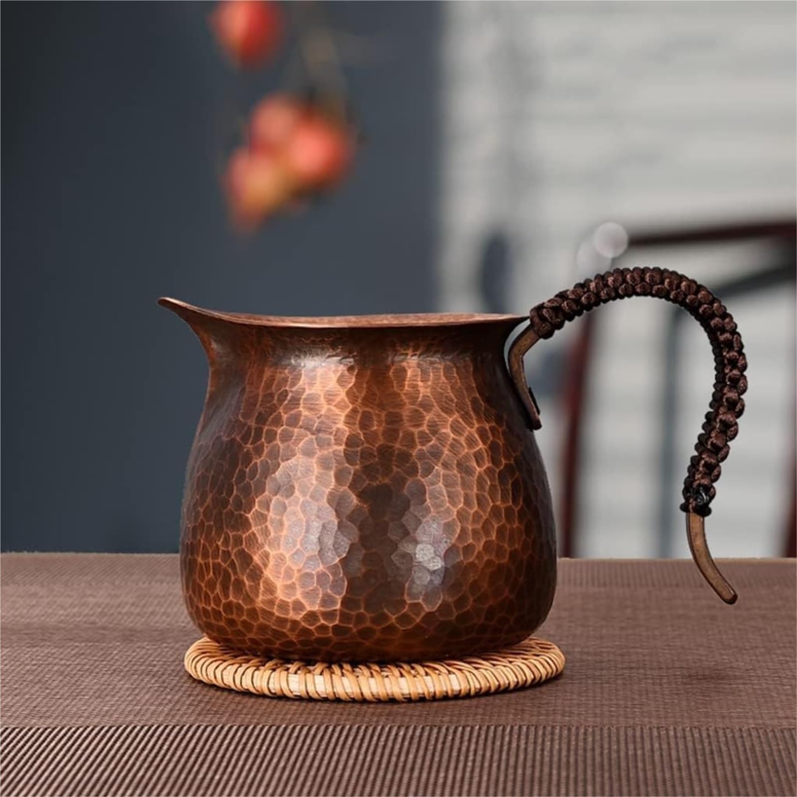 Miedziany czajnik do herbaty, czajniczek spożywczy Pure, miedziany dzbanek do śmietanki z długim uchwytem, ​​kawa cappuccino latte art do herbaty, mleka, kawy, akcesoria podróżne