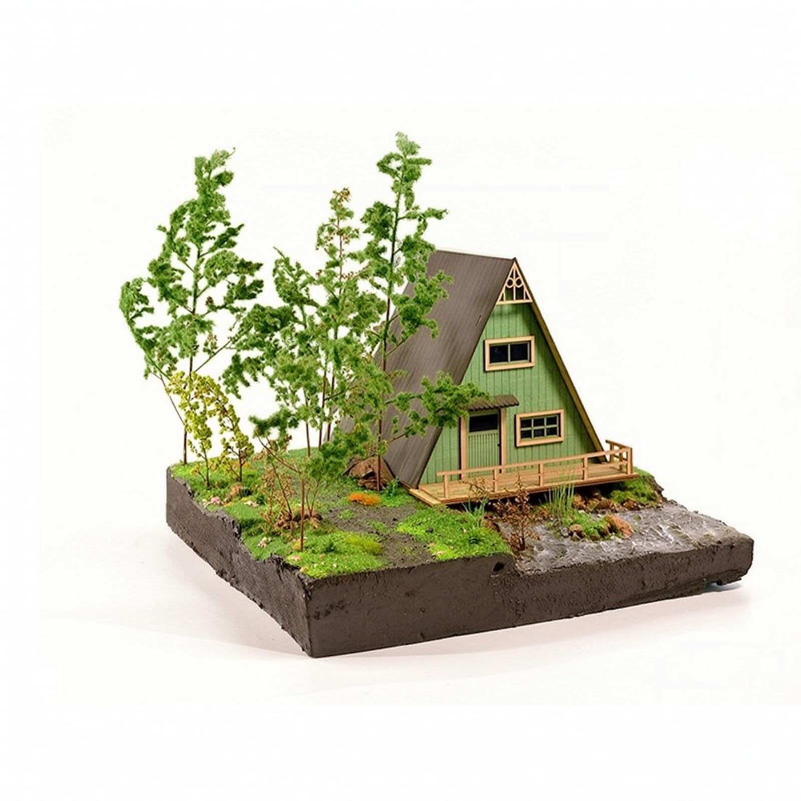 MagiDeal Miniatura Paesaggio Modello Diorama Set Materiali Fai da Te Scena 3D con Base Solida in Schiuma Legno Plastica Adatta per Scrivania Scaffali Progetti Scolastici