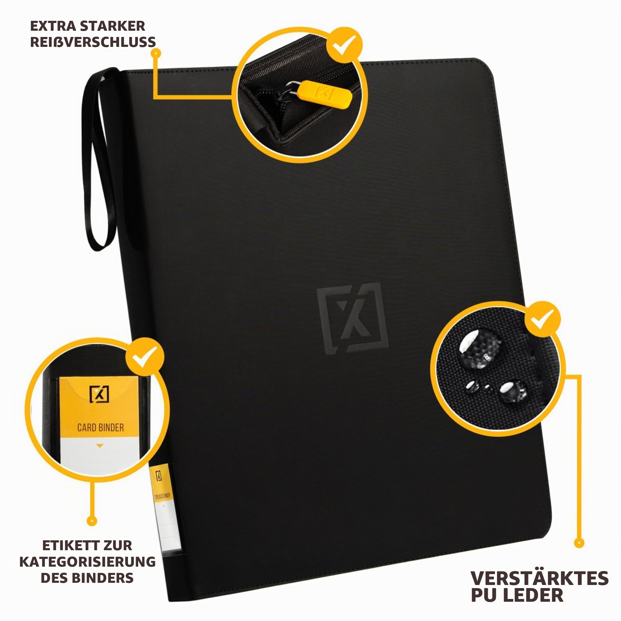 X PRO TopLoader Binder | Für 200+ Toploader-Hartschalenhüllen | Sammelkartenalbum mit 9 Taschen | Langzeitaufbewahrungsbinder | Seitliche Ladehüllen