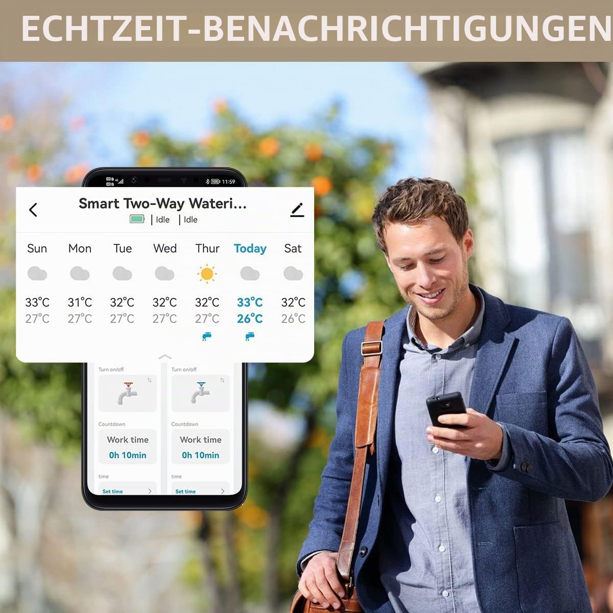 johgee Bewässerungscomputer WLAN 2 Ausgänge, Intelligenter WLAN Bewässerungscomputer mit Wi-Fi Hub/Sprachsteuerung, Wasserdicht Automatische Gartenbewässerung für Garten