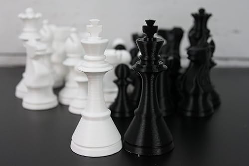 Miniatura 4 de Znet3D Ajedrez  Piezas de ajedrez Staunton tradicionales  Juego completo blanco y negro incluye extra Queen  (solo piezas) Tamaño King de 4 pulgadas