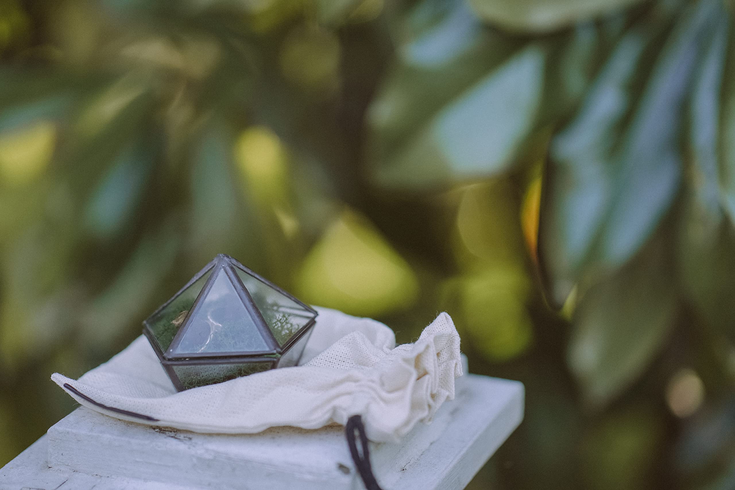 Ring Box for Wedding Ceremony, Bearer Pillows, Glass Holder, Proposal and Engagement (Black)