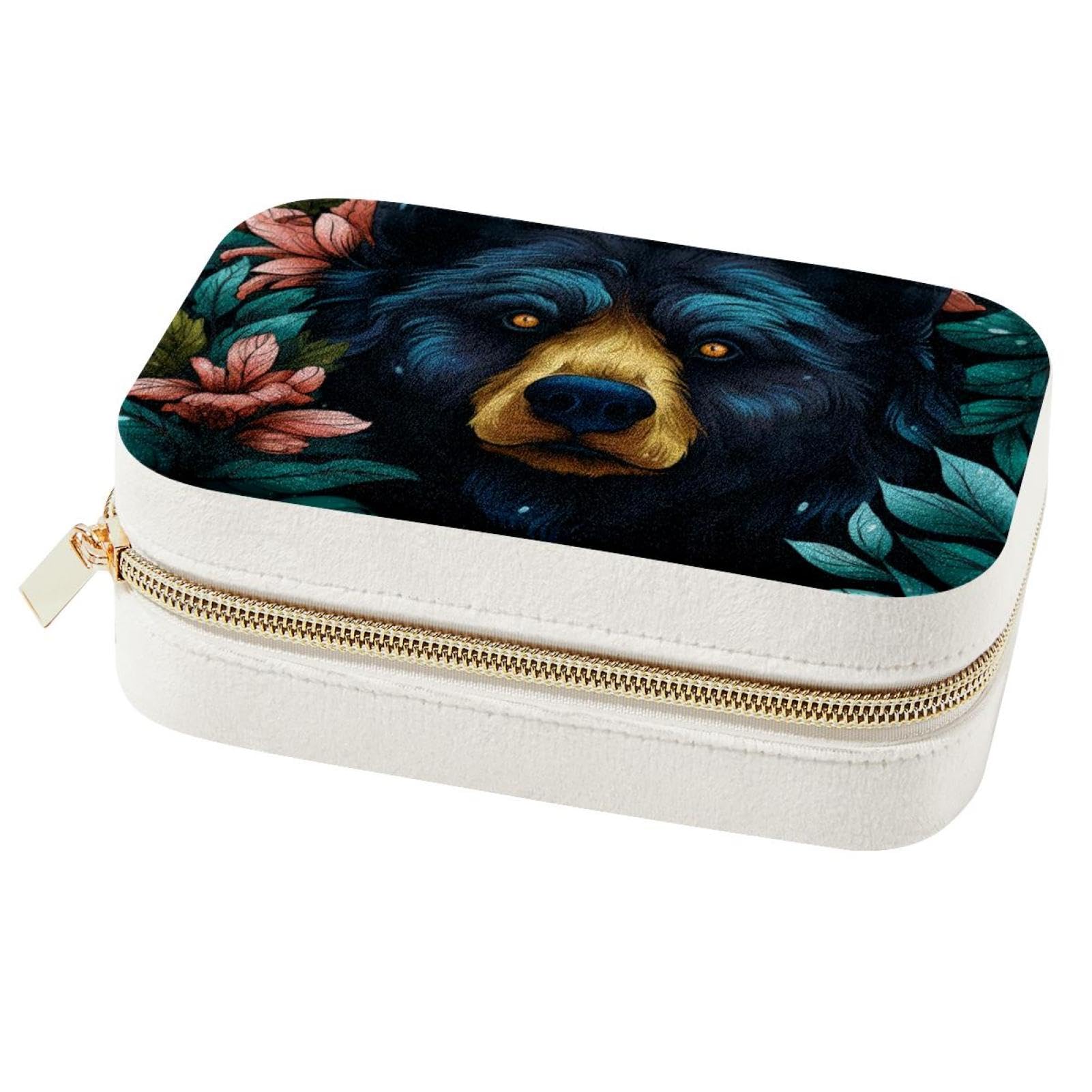 Boîte à bijoux ours double couche pour bagues et colliers