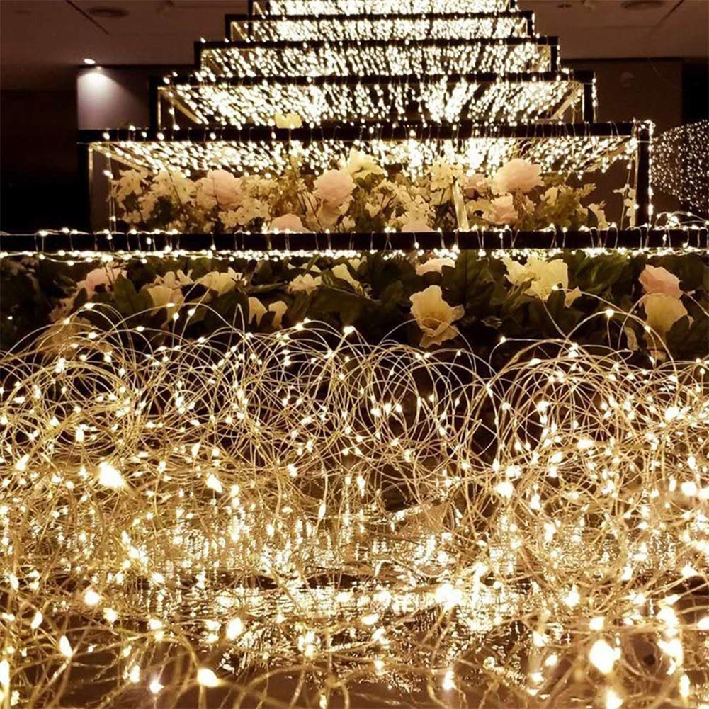Luci Natalizie,Luci LED da Fata,Luci stellate a Corde Impermeabili Bianco Caldo su Filo di Rame,luci lucciole per Interni Natalizi Esterni Decorativi,10M100LED