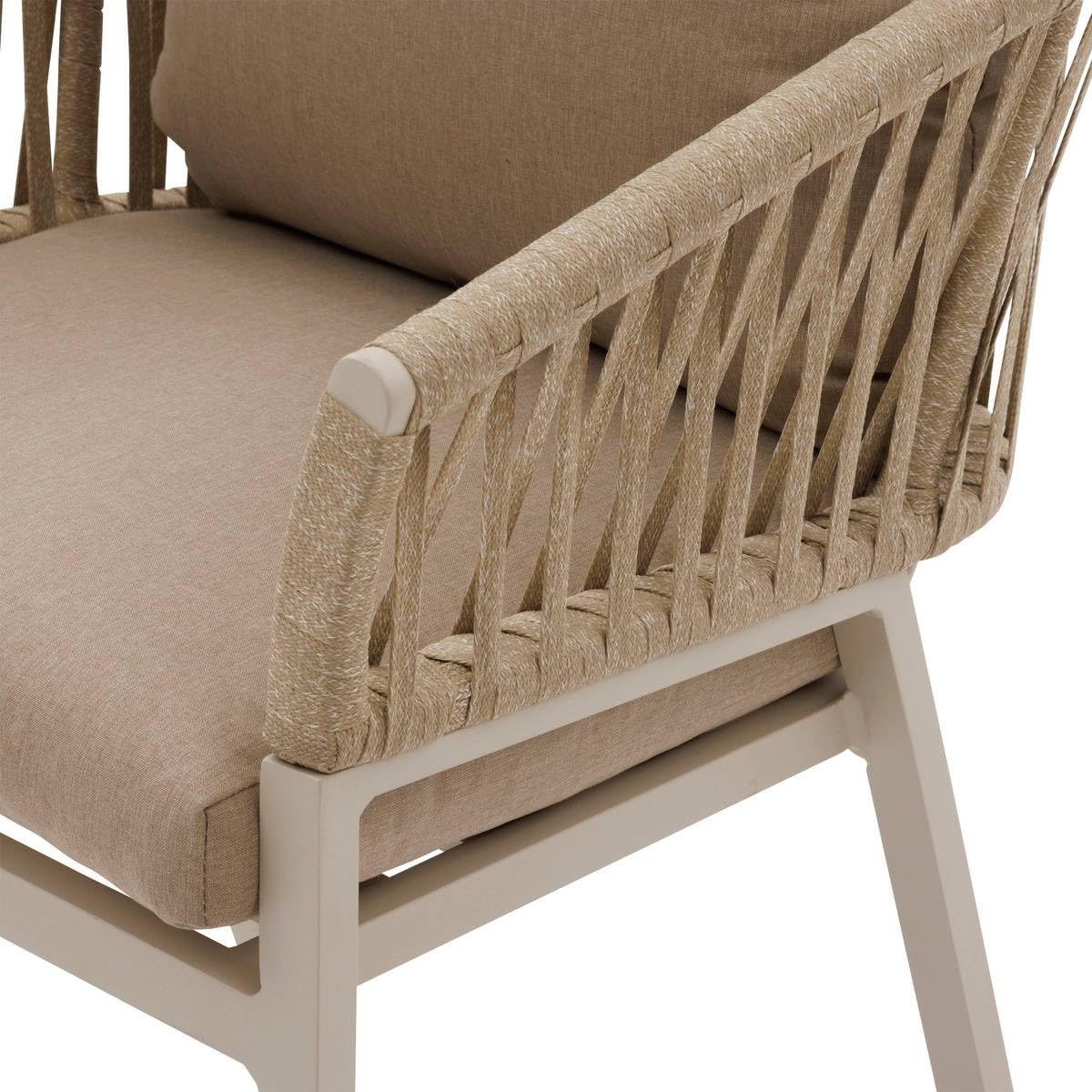 Hespéride - Juego de 2 sillones de jardín Oriengo Beige y Arcilla, Tejido Resistente al óxido e hidrófugo, Cojines desenfundables, mobiliario para terraza y balcón