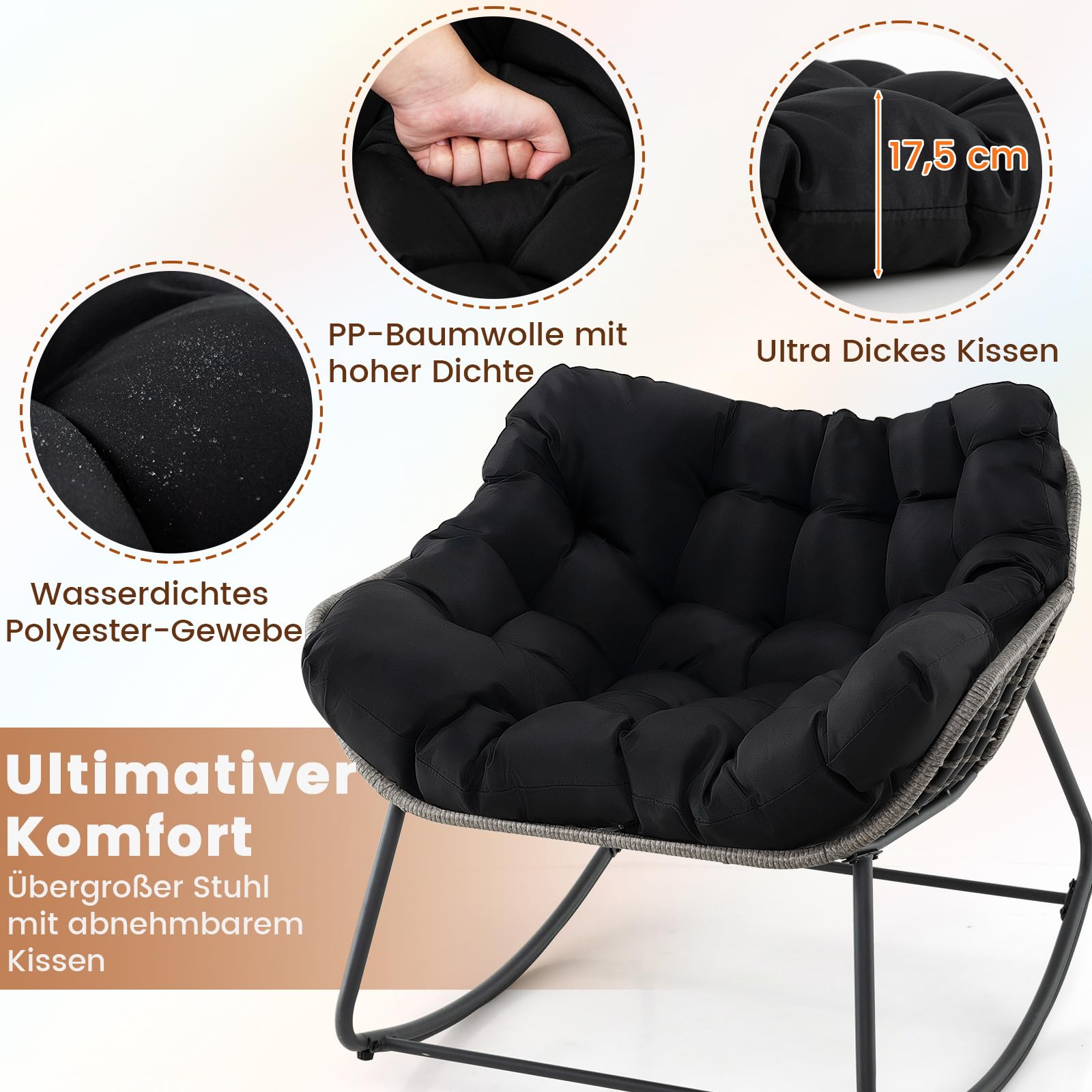 COSTWAY Schommelstoel voor binnen en buiten, oversized