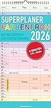 Alpha Edition - Colourful Super Planner - 4 Columns - Family Calendar 2026 - 4 Columns, 22 x 45 cm - Colourful Family Timer with Holidays (DE/AT/CH/FR/IT) - FSC Certified