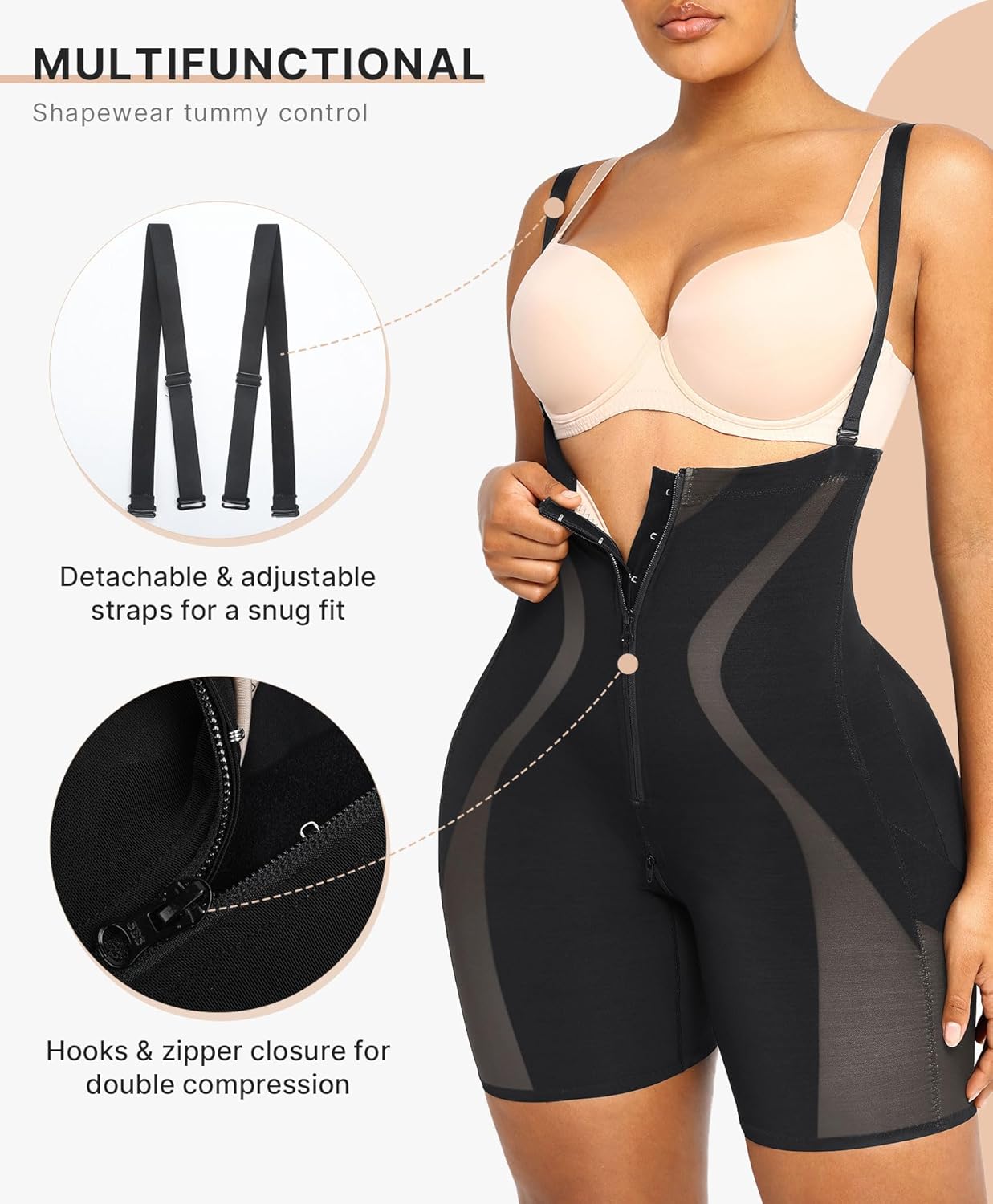 SHAPELLX Shapewear Tummy Control Womens High Waist Body Shaper Shorts Butt Lifting Shapewear Bodysuit Moldeadoras - Image 3