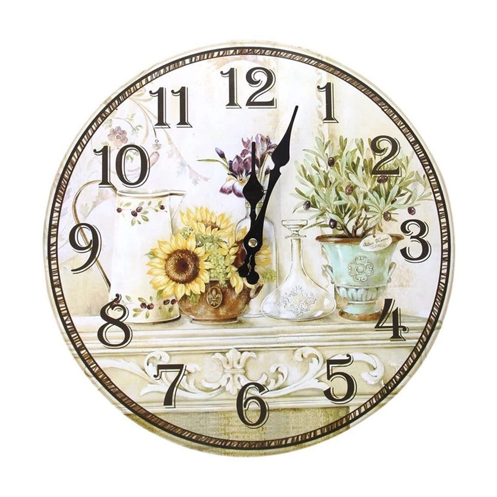 Horloge murale vintage 34cm de cuisine avec mouvement à quartz silencieux