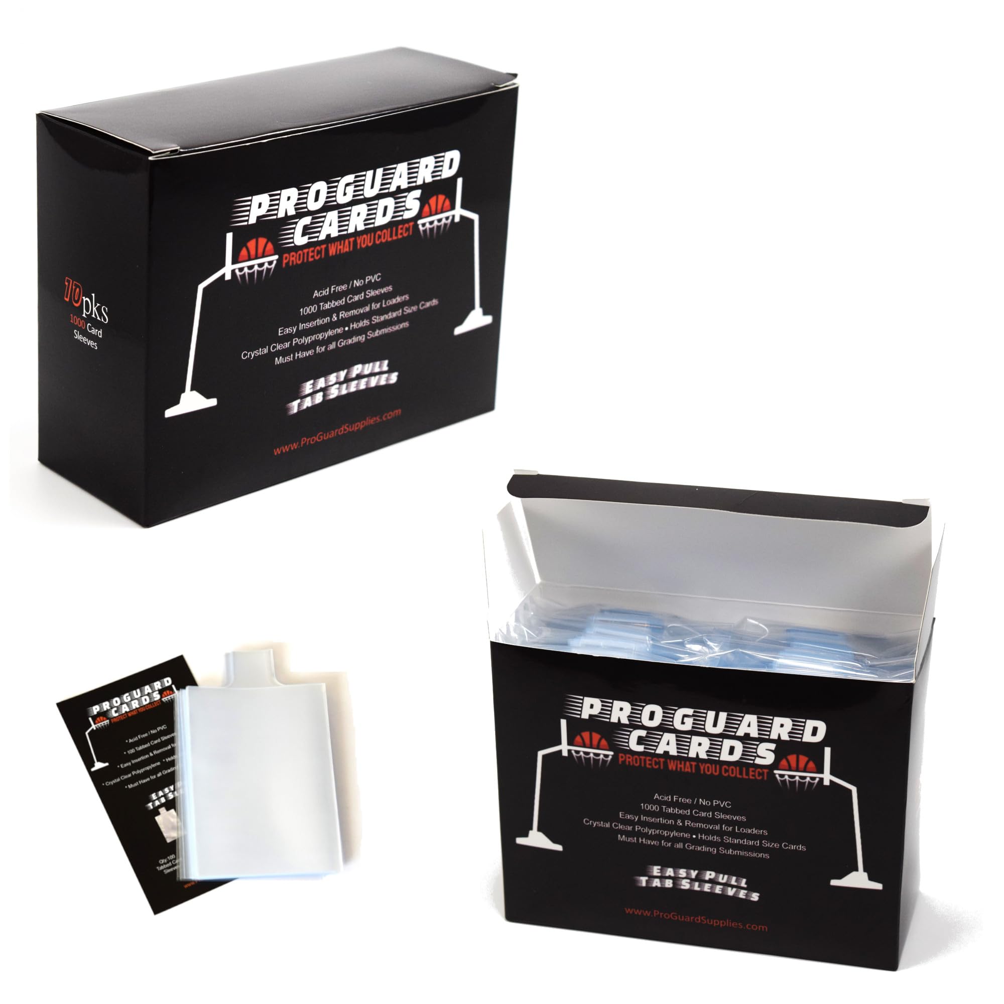 Tabbed Card Sleeves 10pks with Easy Pull Tab for Top Loaders & Semi Rigid Holders 1000 Sleeves
