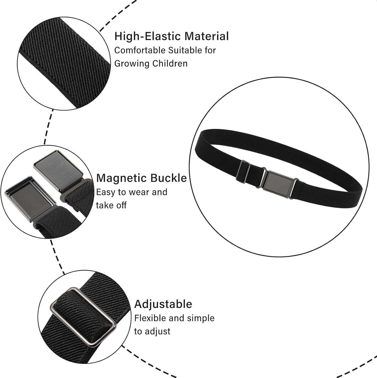 AWAYTR 3 PCS Kids Adjustable Magnetic Belts - Easy to Use Magnetic Buckle Belt for Boys and Girls - Image 3