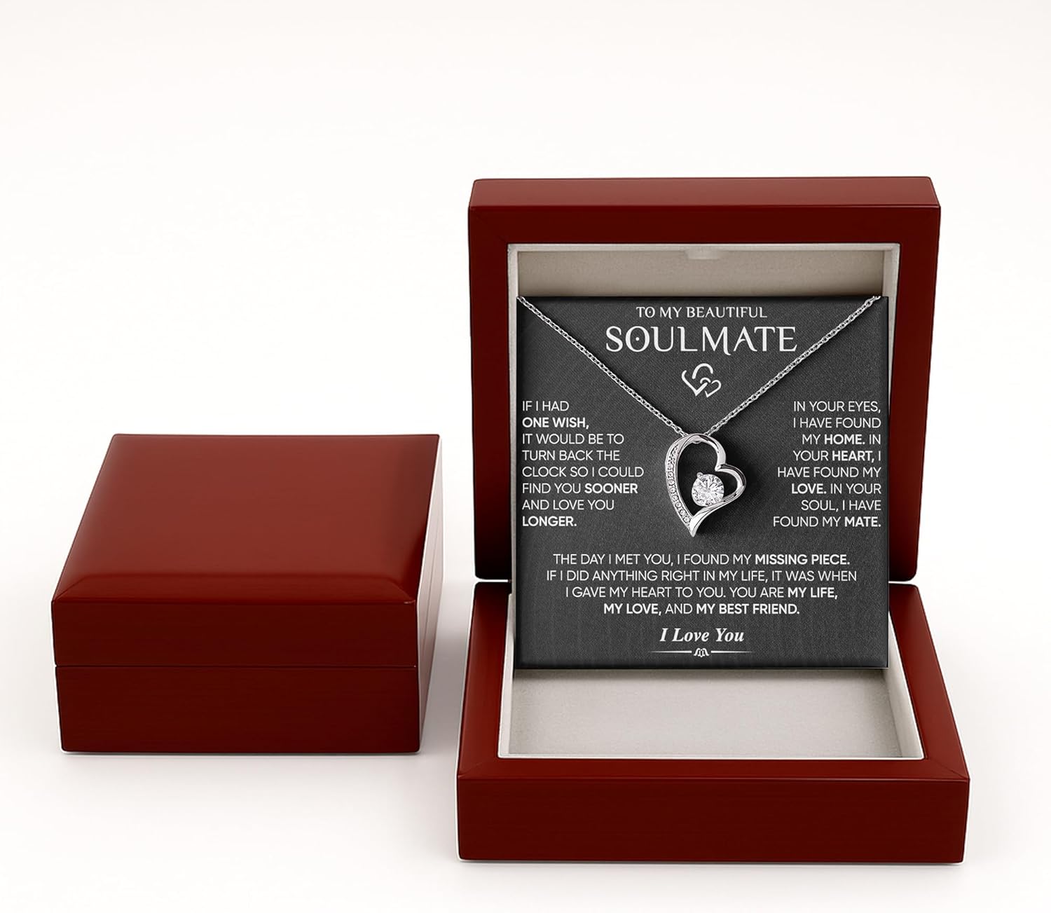 LUXUS™ 18K White Gold Finish Heart Pendant Necklace for My Queen – 7mm CZ, Adjustable 18"–22" Chain, Romantic Valentine’s Day Gift for Wife or Girlfriend - Image 3