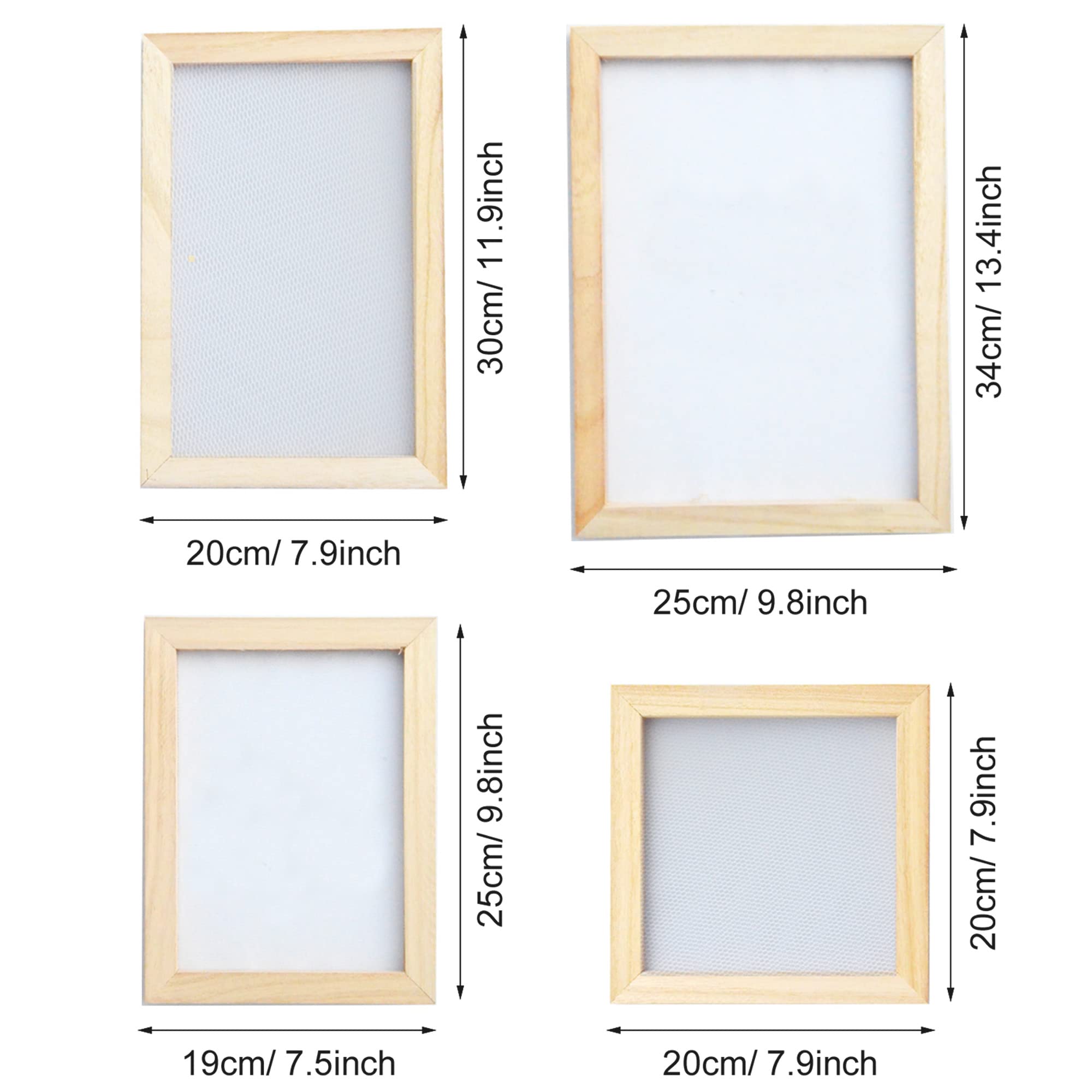 Cayway 10 Pz Pantalla para Fabricación de Papel, Marco de Molde de Papel de Madera con Flores Secas