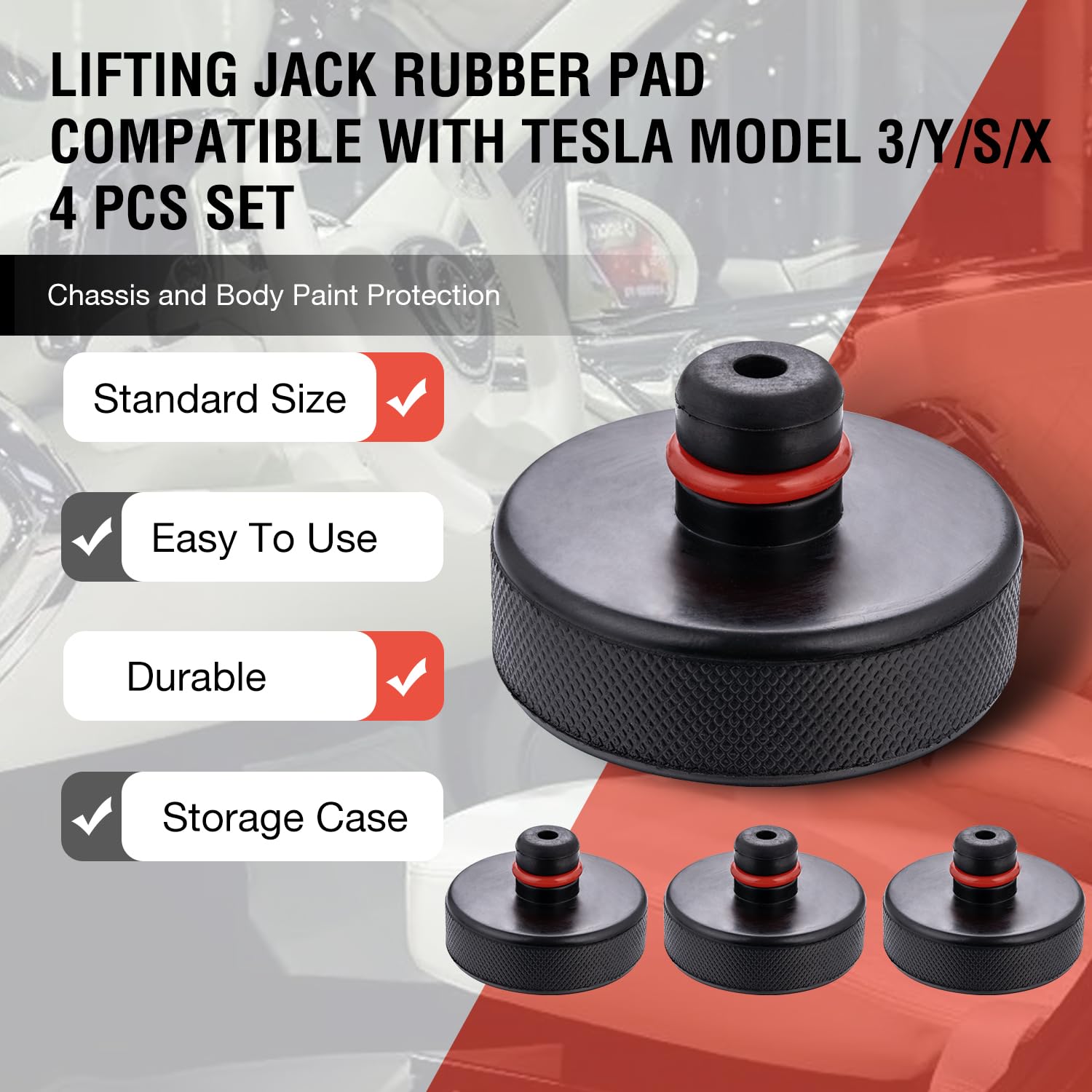 KATSU 4 Pack Lift Jack Pad Compatible with Tesla Model 3/Y/S/X Rubber