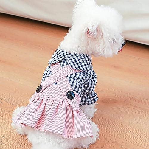 Miniatura 2 de Ropa para perro, overol elegante de verano a cuadros, camisas para mascotas para perros pequeños, lindos overoles florales para cachorros, overol
