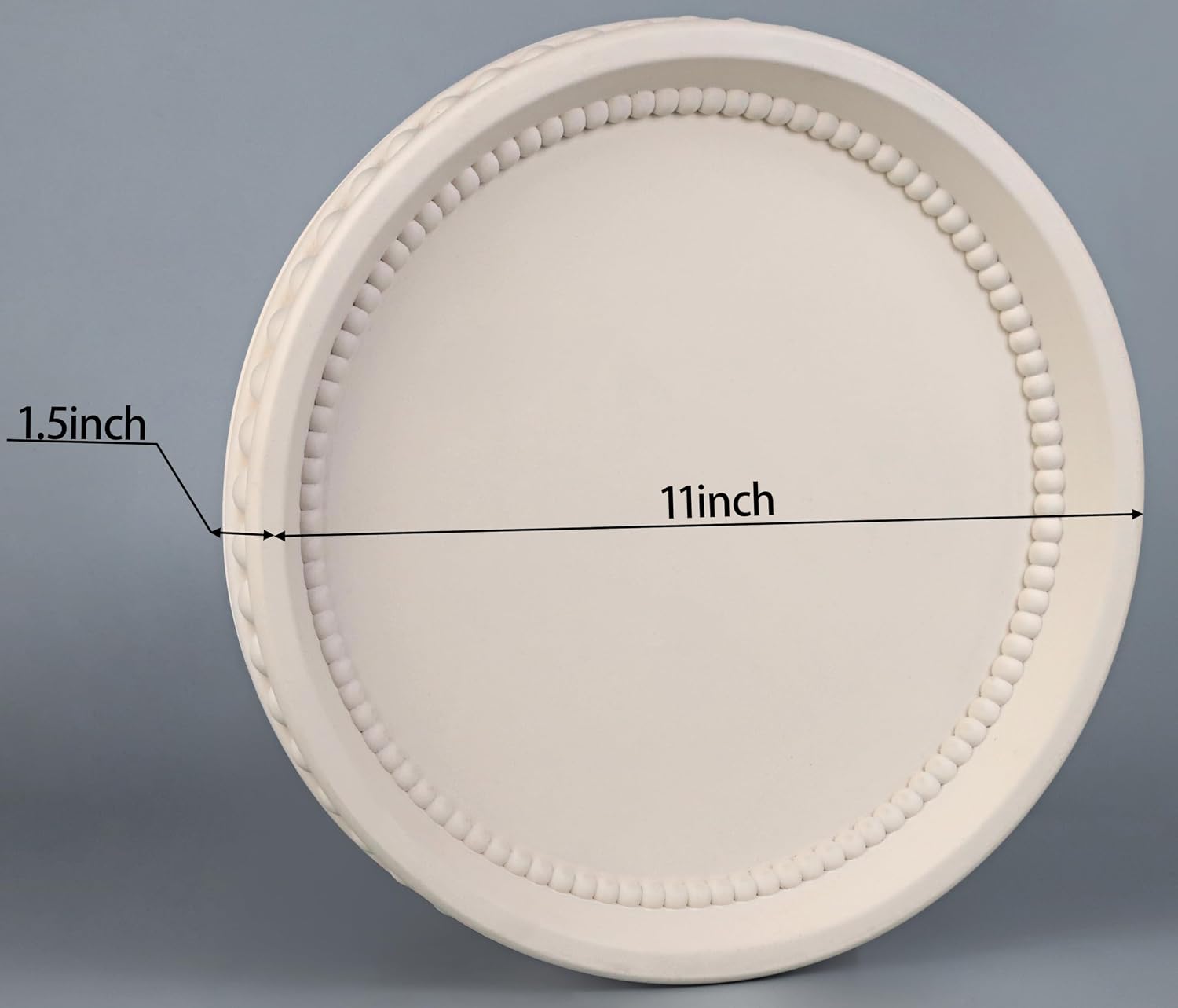 Vixdonos Bead Style Decorative Tray,Round Concrete Tray for Coffee Table Centerpiece,Circle Desktop Organizer for Home Decor,11 Inches(Beige) image 2