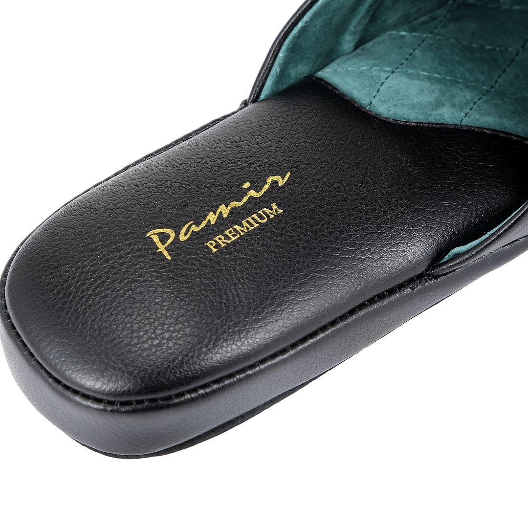 Pamir Pantoufles en cuir véritable pour homme avec semelle intérieure en mousse à mémoire de forme et semelle extérieure en cuir. Taille US 9 large