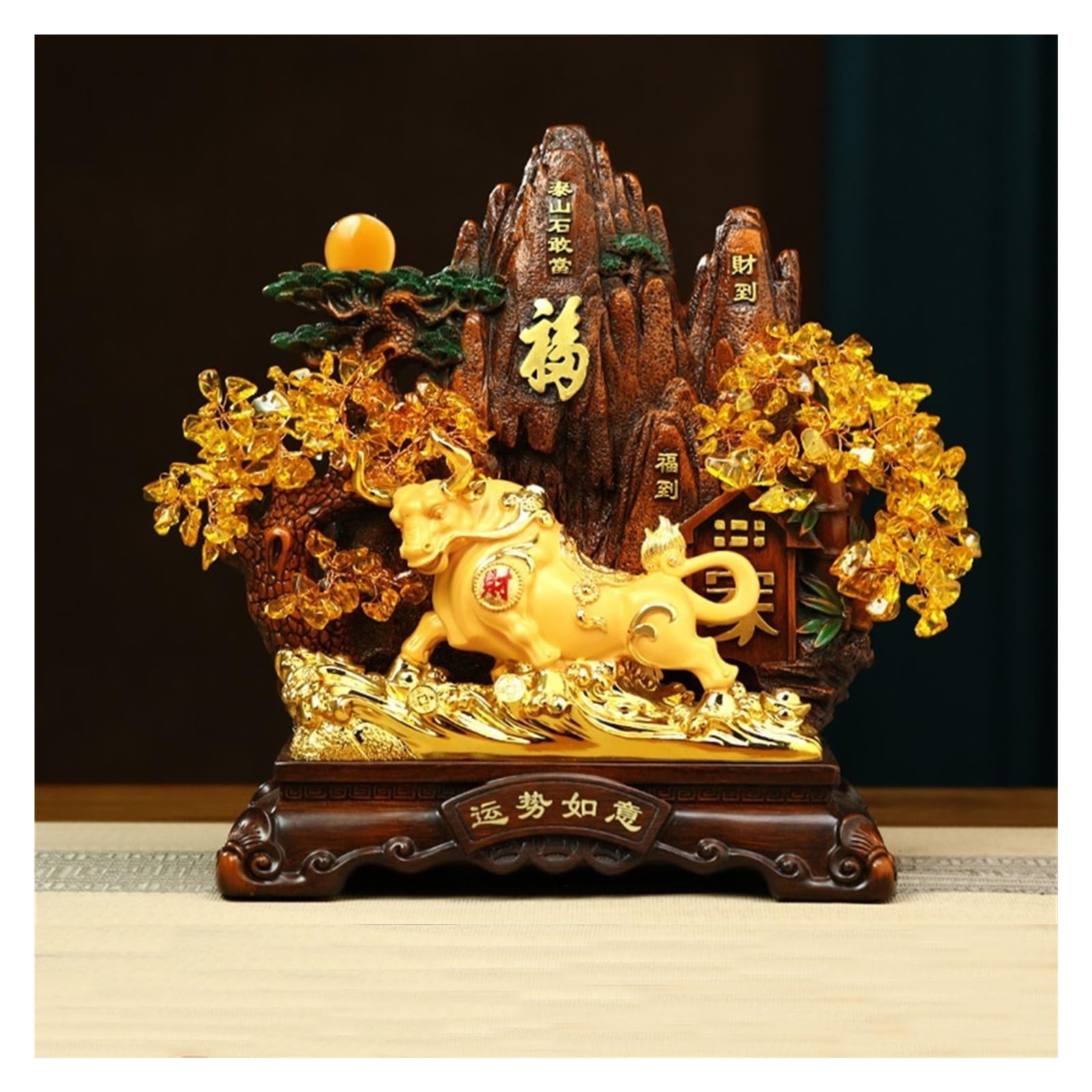 Money Tree Crystal Tree Feng Shui Money Figurine Fortune Bonsai Ornament for Bringing Wealth, Luck, Prosperity, Success Crystal Tree(Black)
