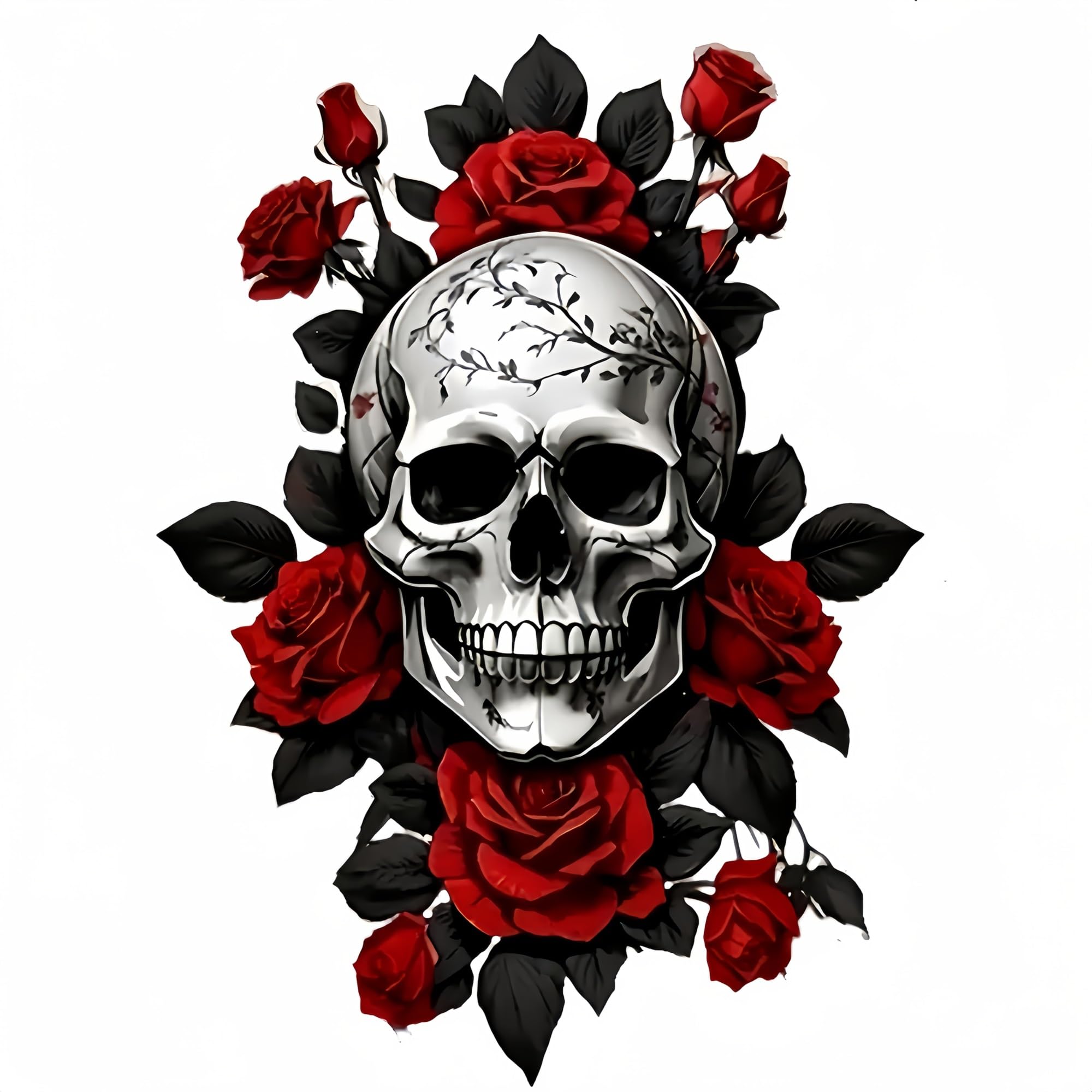 FGLFPXI Waterproof Decal, Gothic Skull Rose Sticker, Scratch Resistant Decor for Motorcycle Car Truck