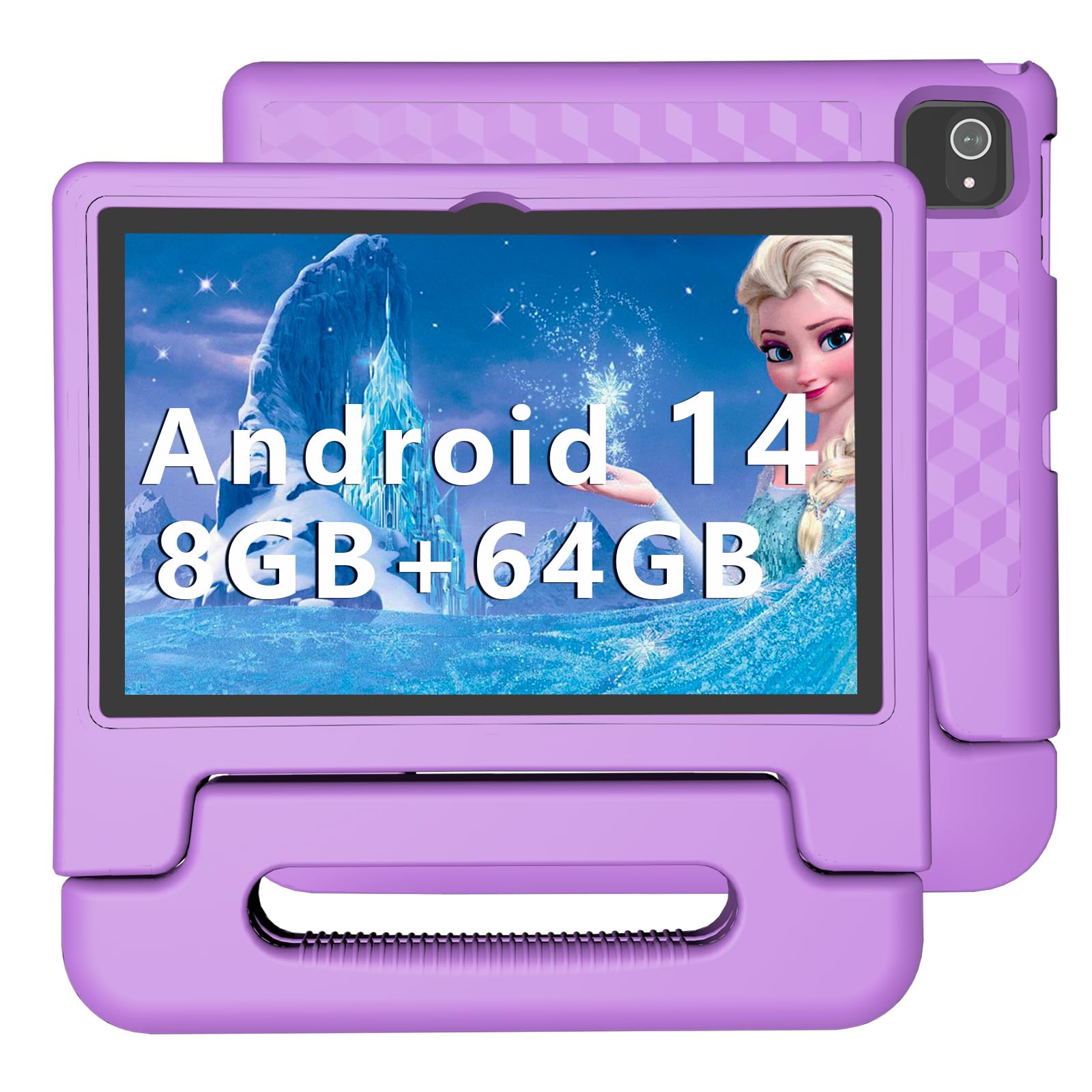 Tablet per Bambini 10 Pollici Android 14, Octa-Core 8GB RAM 64GB ROM, Espandibile fino a 1TB, 6000mAh, Controllo Parentale, Tablet Educativo con Custodia, Bluetooth WiFi, Doppia Fotocamera, GPS