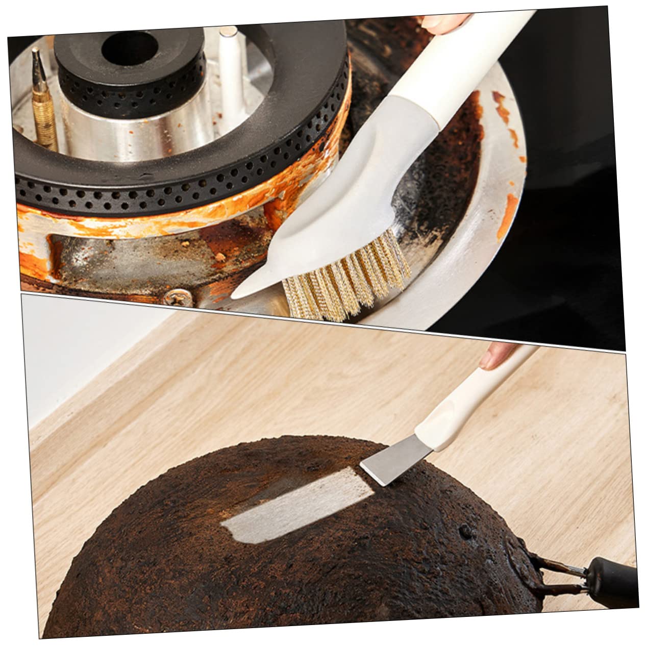 FOMIYES 2pcs Pot Brush Handle Multifunctional Cleaning Brush for Gas Stoves Cast Pans and Dishes Crevice Cleaner for Kitchen and Countertop Practical and Convenient