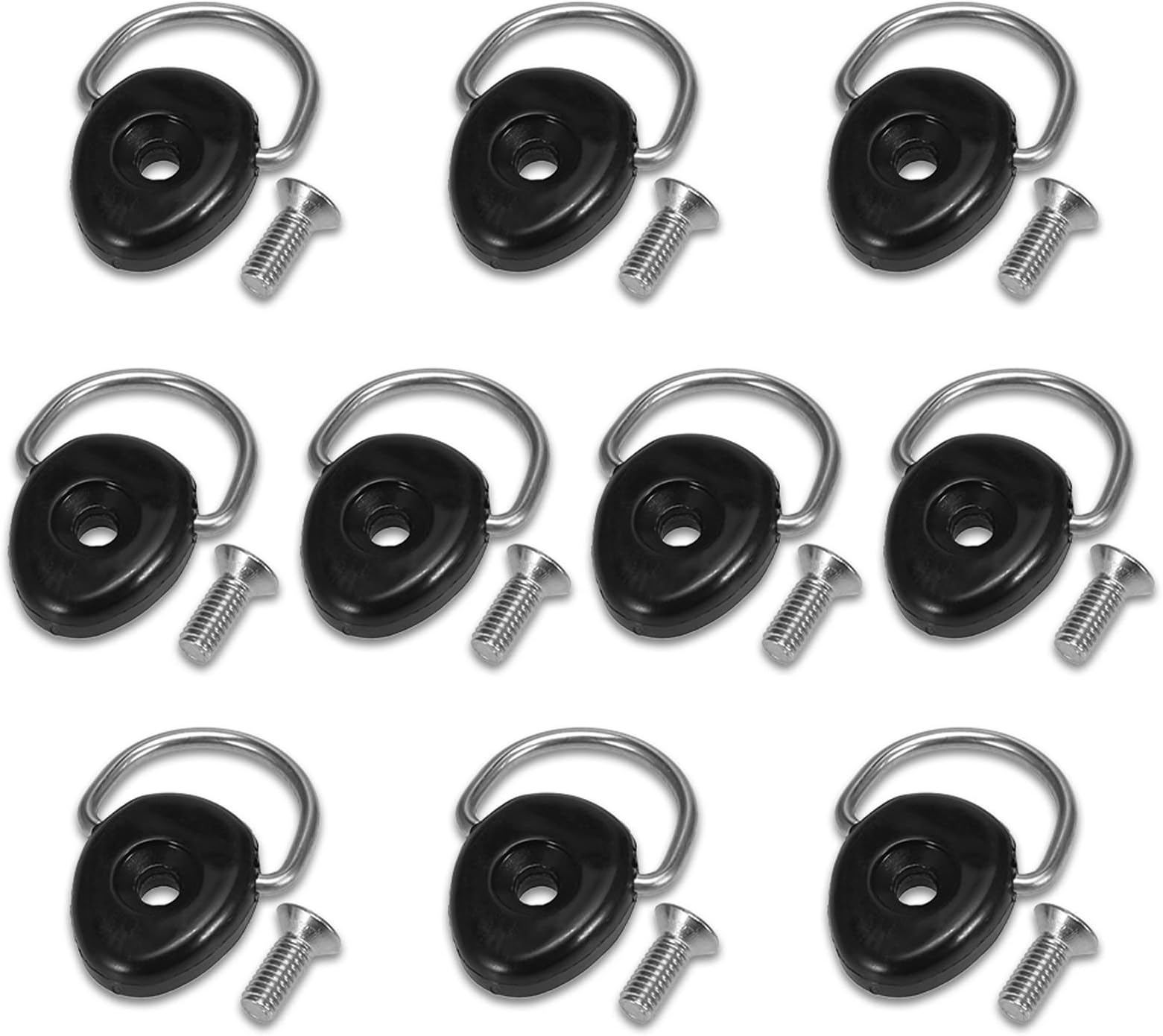 10pcs Kayak Oval D Rings with Screw Kit Deck Loop Mounting Tie Down Kit Canoe Boat Fishing Rigging Hardware Accories