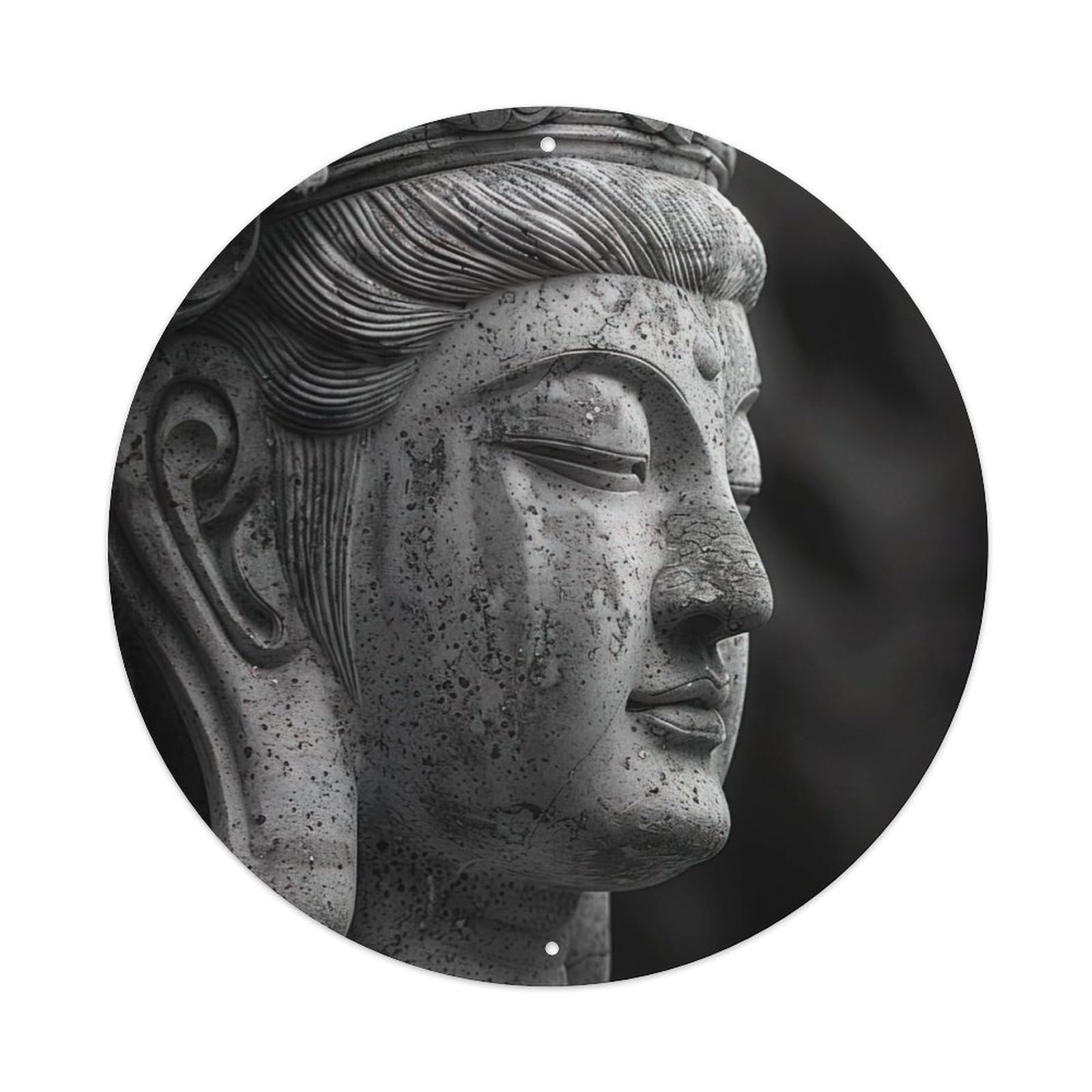 Buddhism Artwork Stone Statue of Buddha Metal Tin Sign