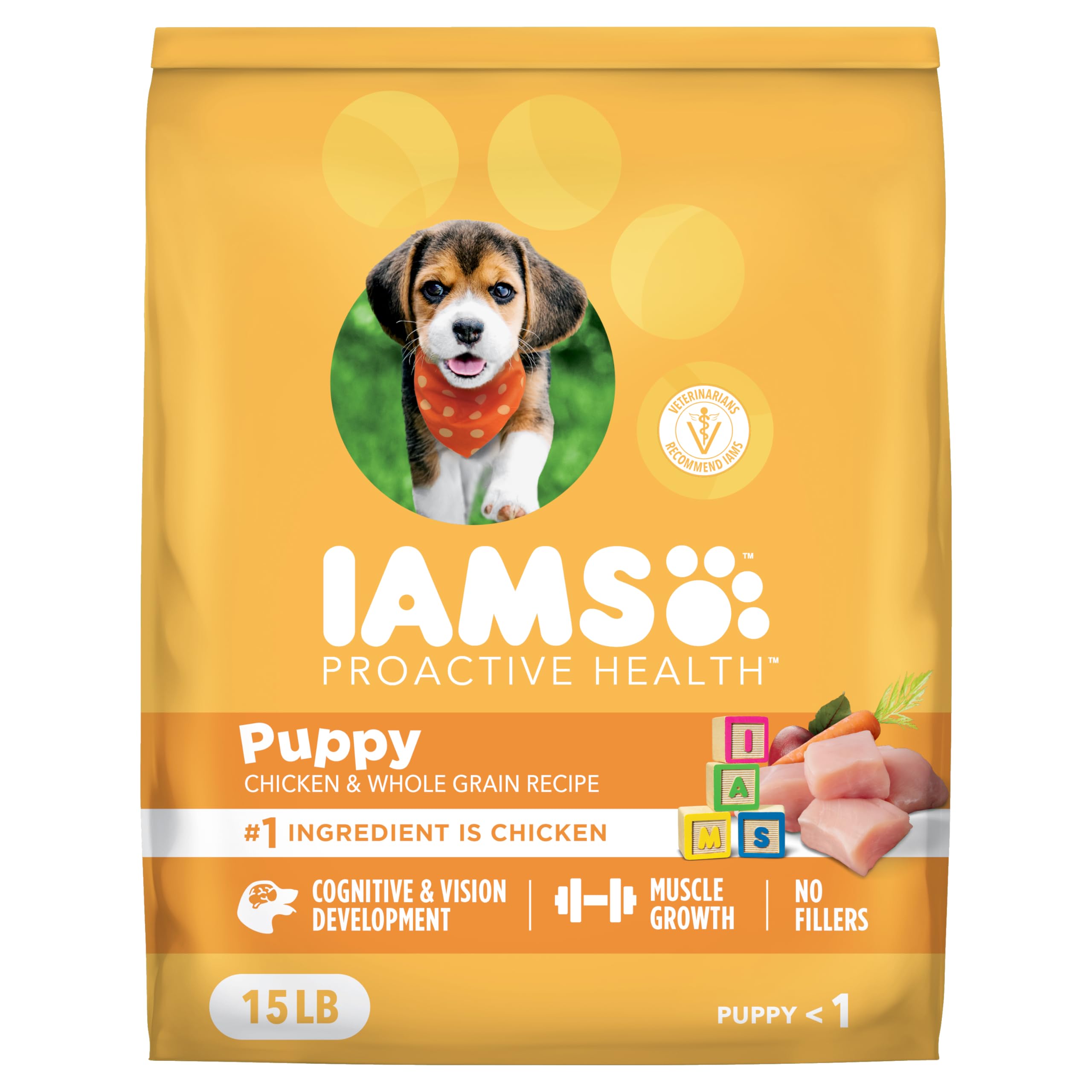 IAMS Proactive Health Puppy Food with Real Chicken, 15 lb. Bag