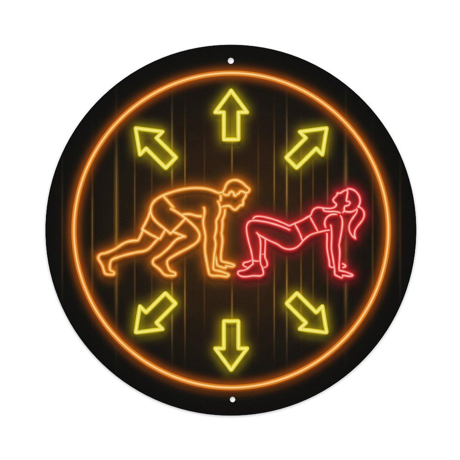 Vintage Faux Neon Gym Retro Bodybuilding Fitness Circuit Metal Tin Sign