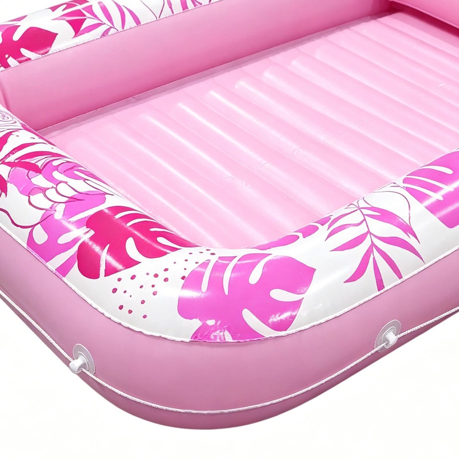 Tanning Pool Floats with Pillow 176x114cm Inflatable Tanning Bed Lounger, Pink, Refer to description - Image 7