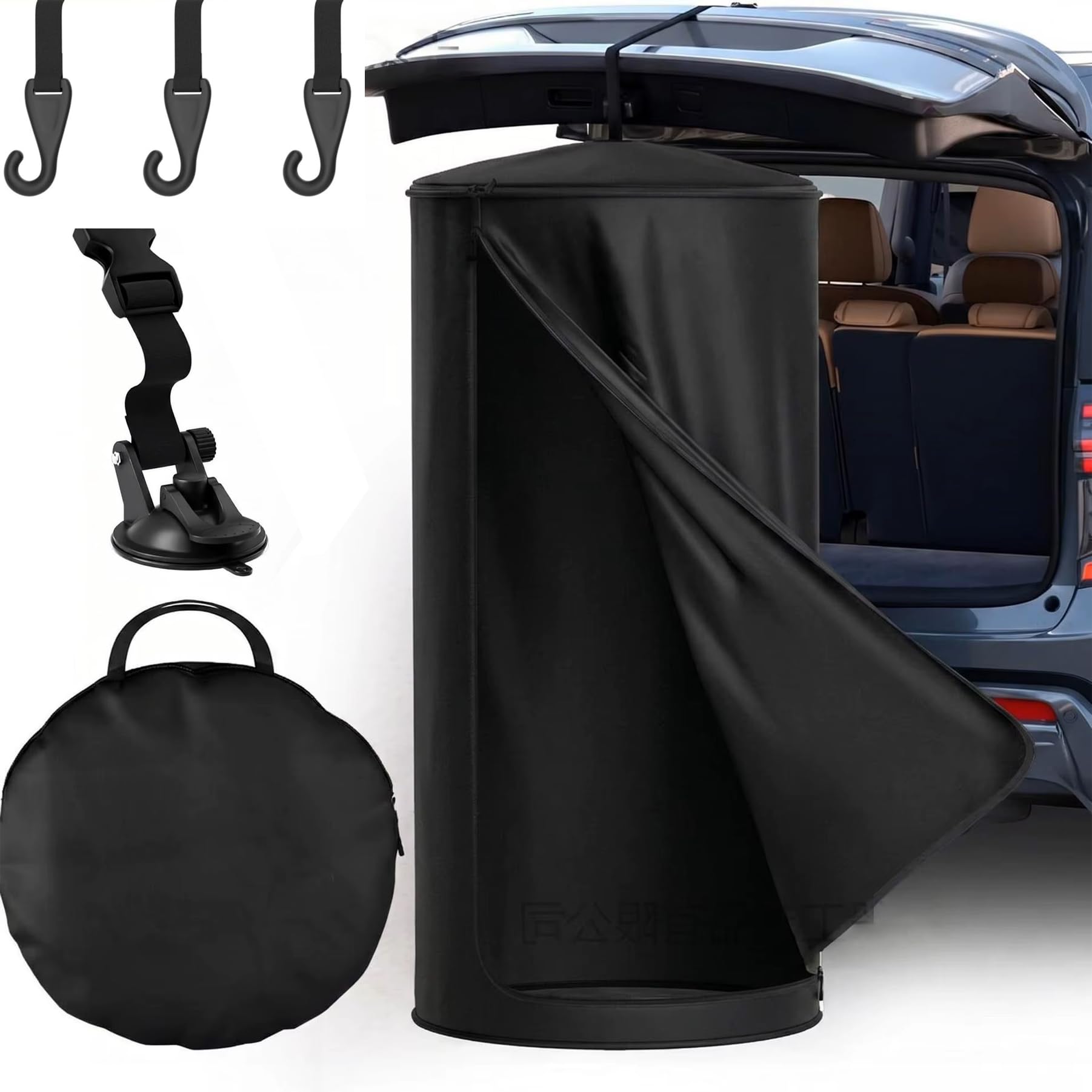 Tente de Douche Instantanée à Montée pour Hayon Lifting SUV, Tente Portable D’intimité pour 1 à 2 Personnes avec Ventouse, Crochets Suspendus, Sac de Rangement pour S’Habiller, Toilettes