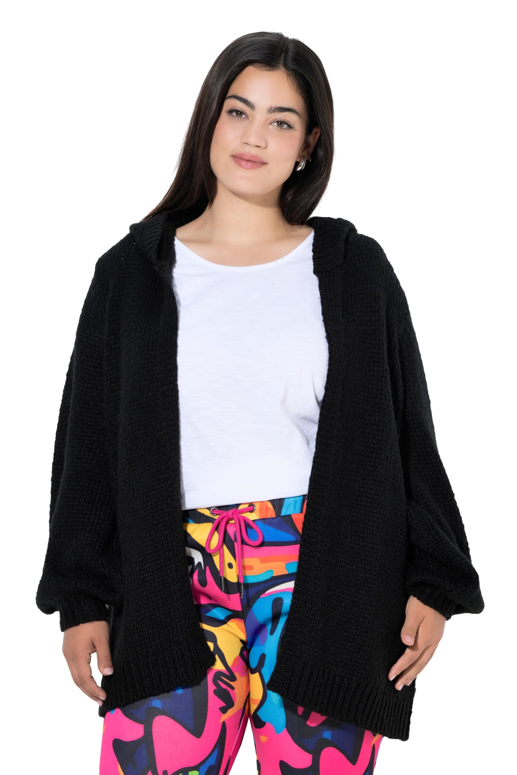 Angel of Style Damen große Größen Übergrößen Plus Size Kapuzen-Strickjacke, Straight Fit, Ballon-Langarm 846075
