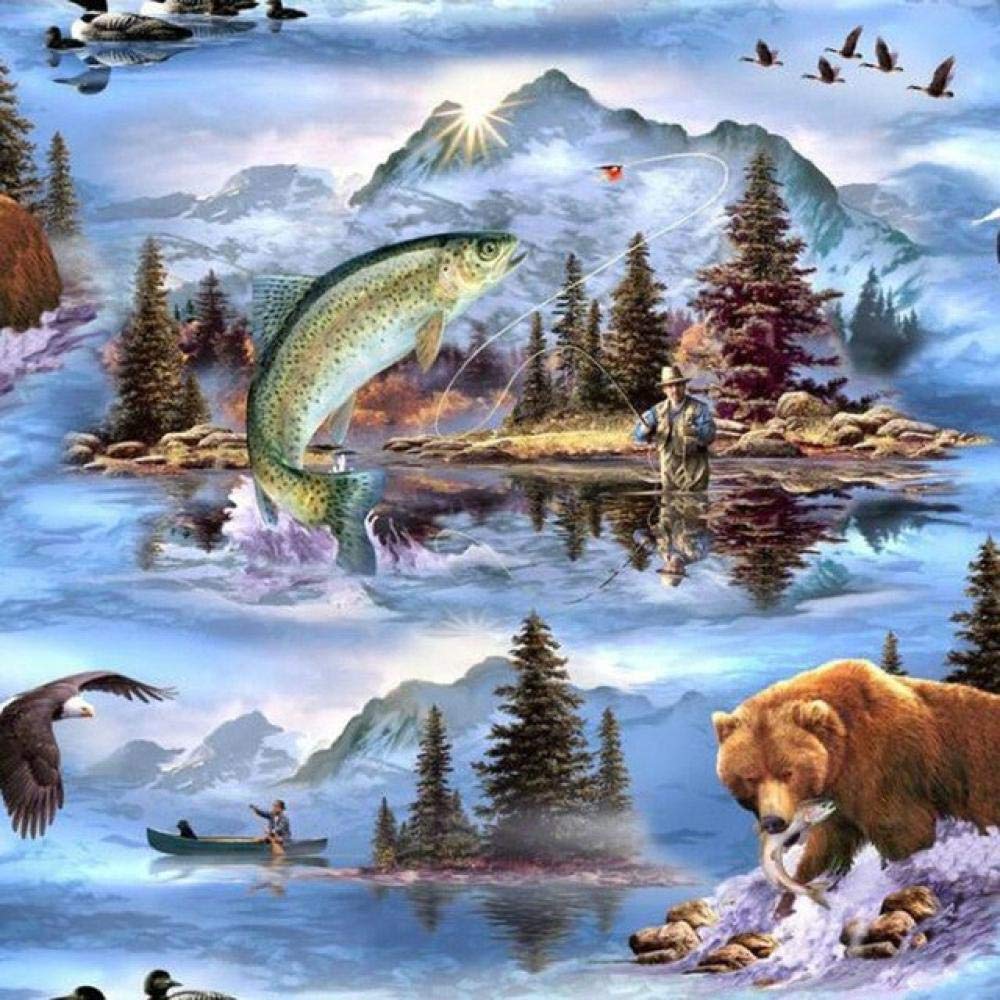 5D Diamond Painting Kit Completo Grande Pintura De Diamantes Flor De Peces Submarinos 4 Redondo Establece Bordado Decoración Hogareña 40X50Cm（16X20 Pulgadas）