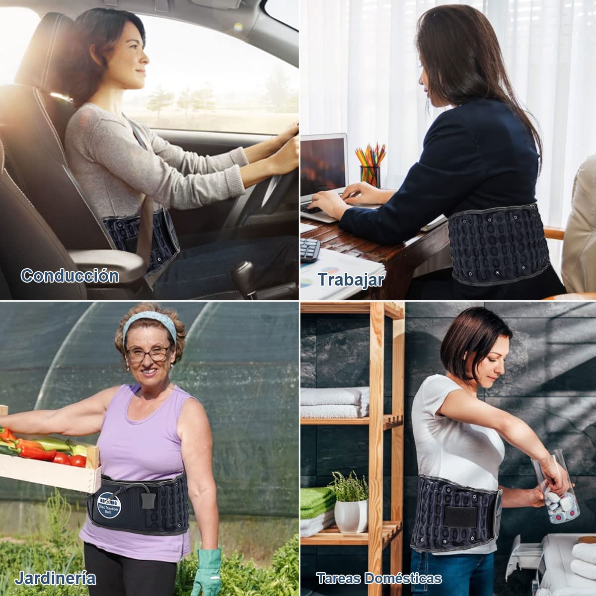 HONGJING Cinturón de espalda de descompresión lumbar soporte para aliviar el dolor de espalda baja, Dispositivo de tracción lumbar, talla única para cintura de 29 a 49 pulgadas | Soporte de espalda inflable con bomba de mano para mujeres y hombres, talla