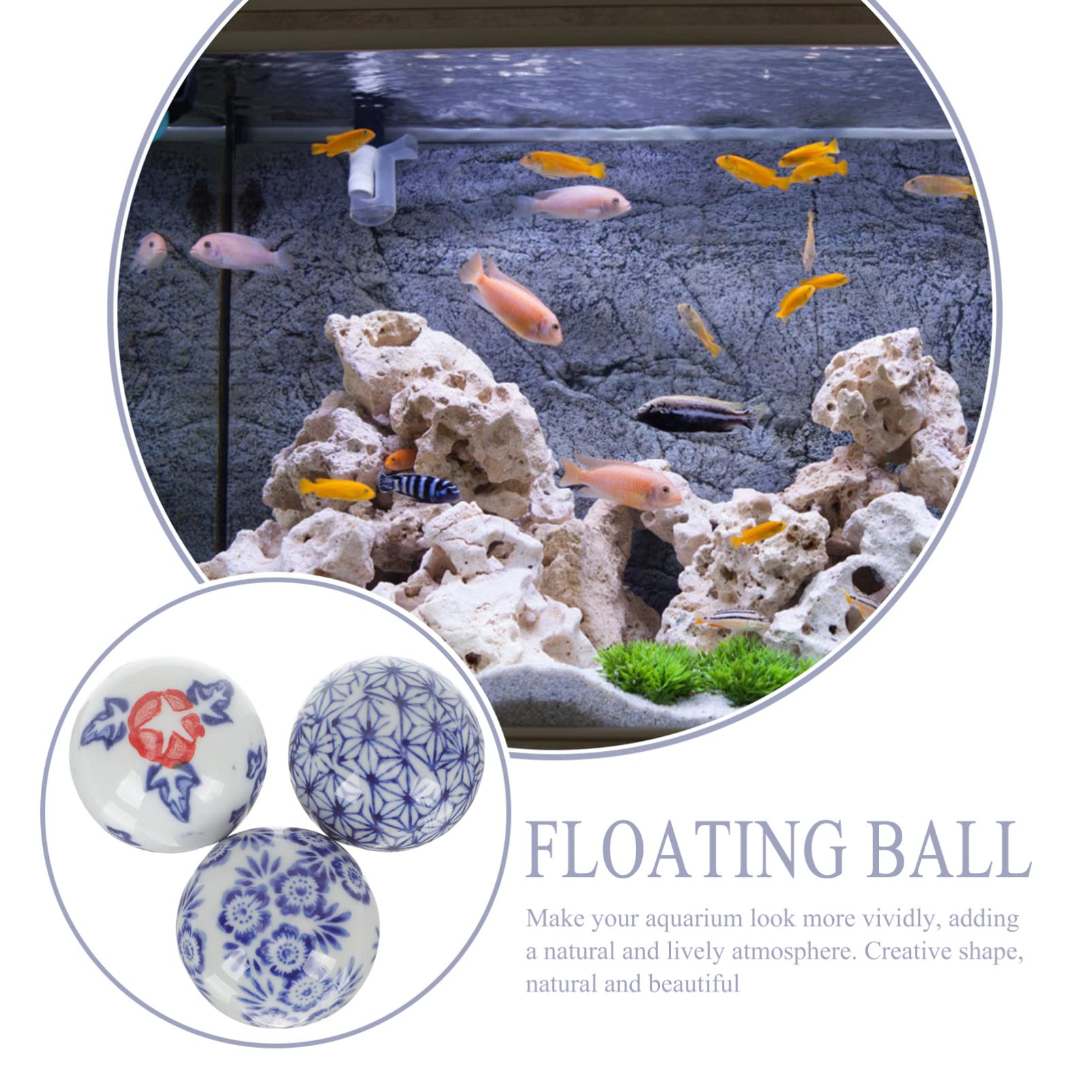 GLEAVI 3 Sätze Keramikschwimmer Moosball Dekorationen Für Aquarien Bezauberndes Aquarium-Ornament Schwebend Dekorativ Aquarium-Layout-Requisite Fisch Zubehör Zufällige Farbe 3 Stücke * 3