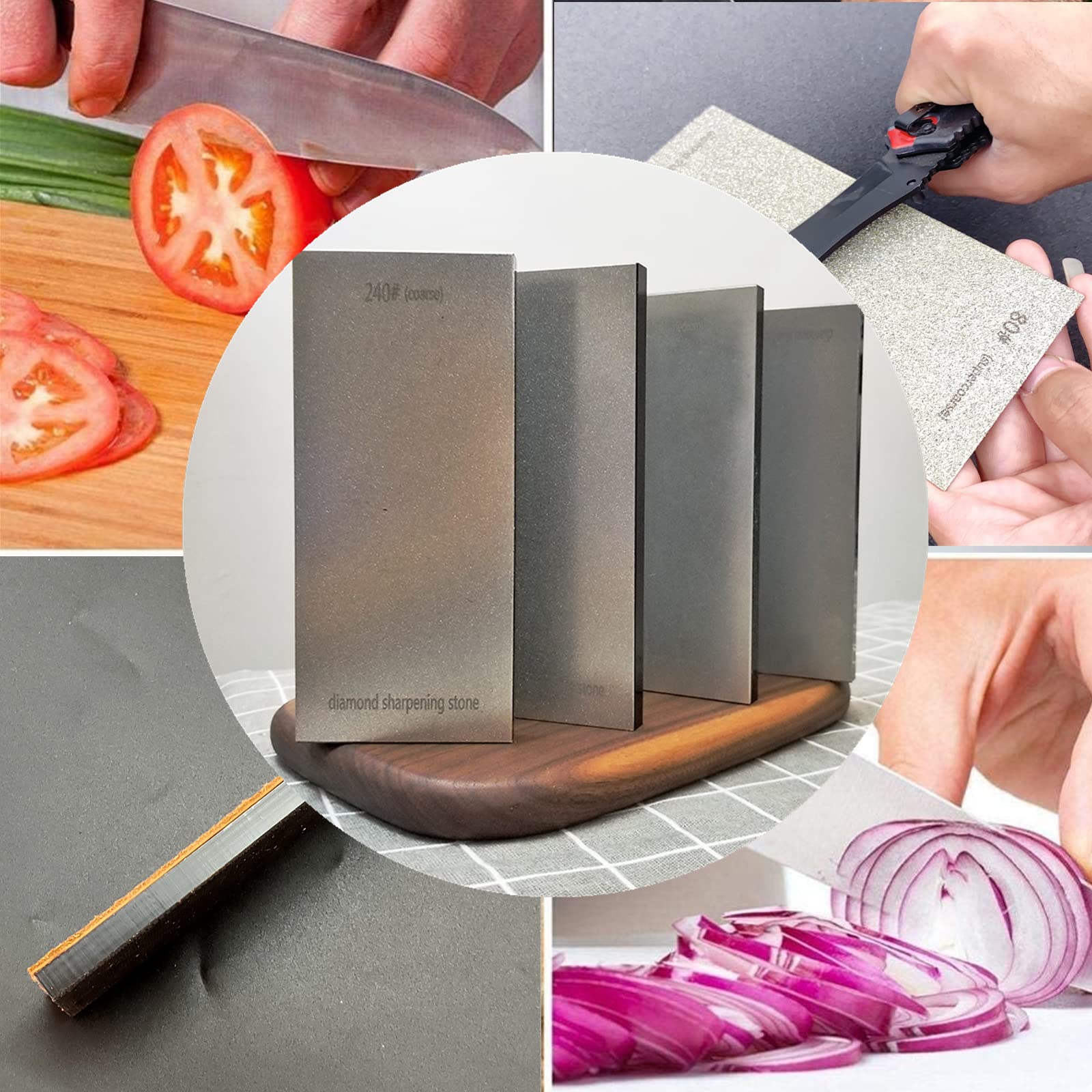 diamond sharpening stone honing guide leather strop and cutting oil