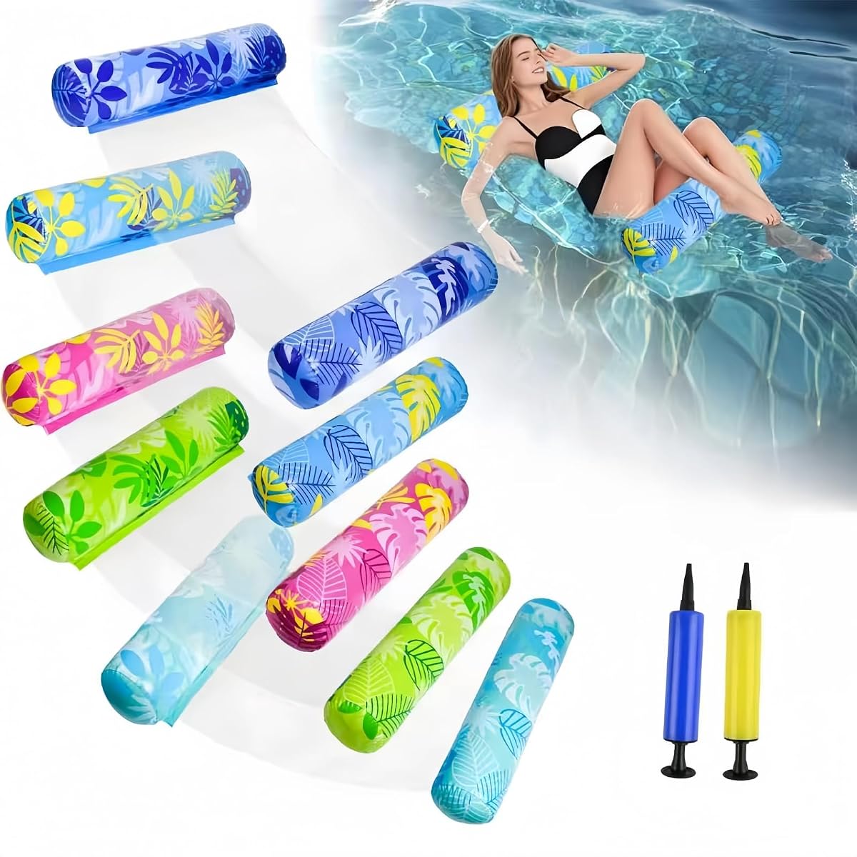 5 Pack Inflatable Pool Floats Adult, 4-in-1 Water Hammock | XL PVC Material, Multi-Purpose Mesh Pool Float, Pool Floaties for Pool Party, Beach, lake Fun and Rest