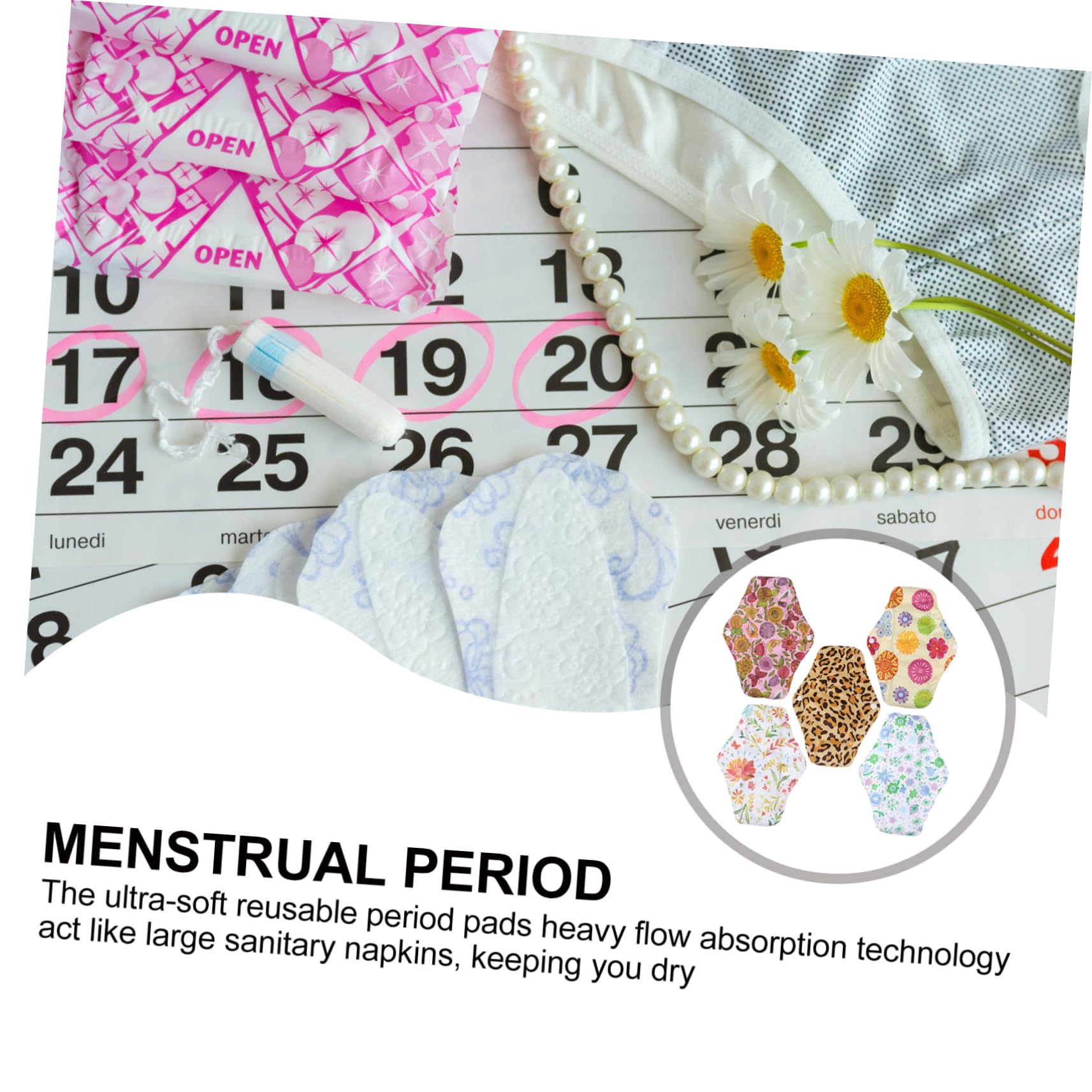 FOMIYES 3 Set Di Assorbenti Mestruali in Tessuto Lavabili Portatili Con Forte Capacità Assorbente Per Donne 5 Pezzi*3