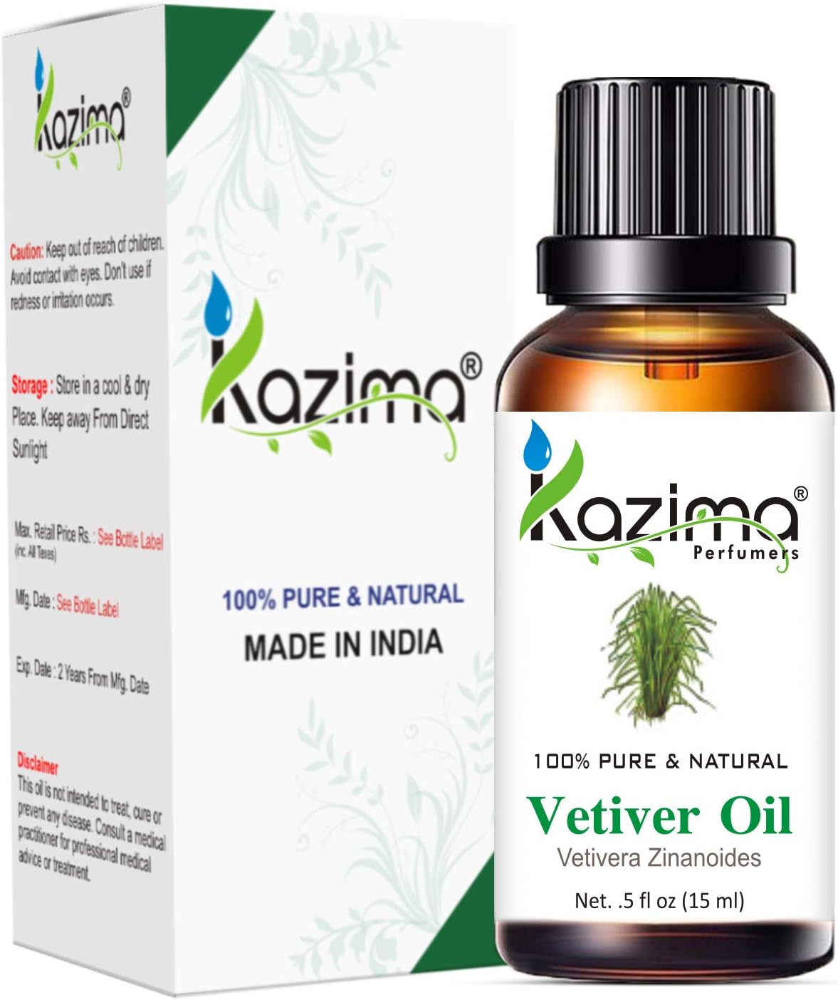 Vetiver Essential Oil - 100% Pure Natural & Undiluted For Skin care & Hair (15ml)