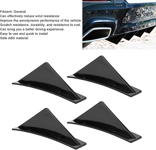 Miniatura 4 de Acouto Alerón de parachoques trasero, 4 piezas de alerón de parachoques trasero, divisor con difusor de tornillo, accesorio universal para automóvil