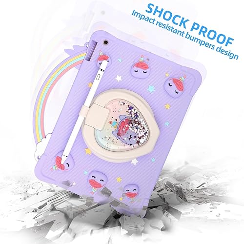 Miniatura 4 de Funda de unicornio con mango de arco iris súper linda iPad de 10.2 pulgadas 20212020 iPad de 98 generación y iPad de 7 generación 2019 Pop it funda