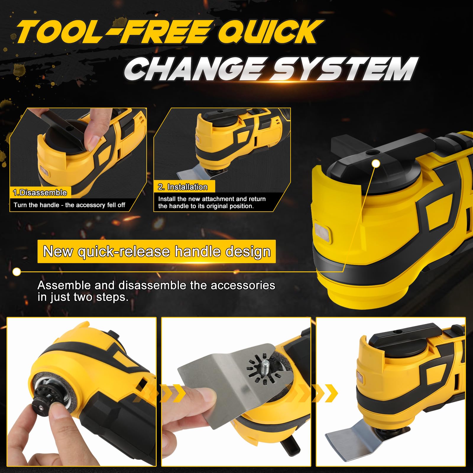WingFly Multitool Oscillante Compatibile Dewalt 18V 20V 6 Velocità 10000-20000 OPM Senza Batteria