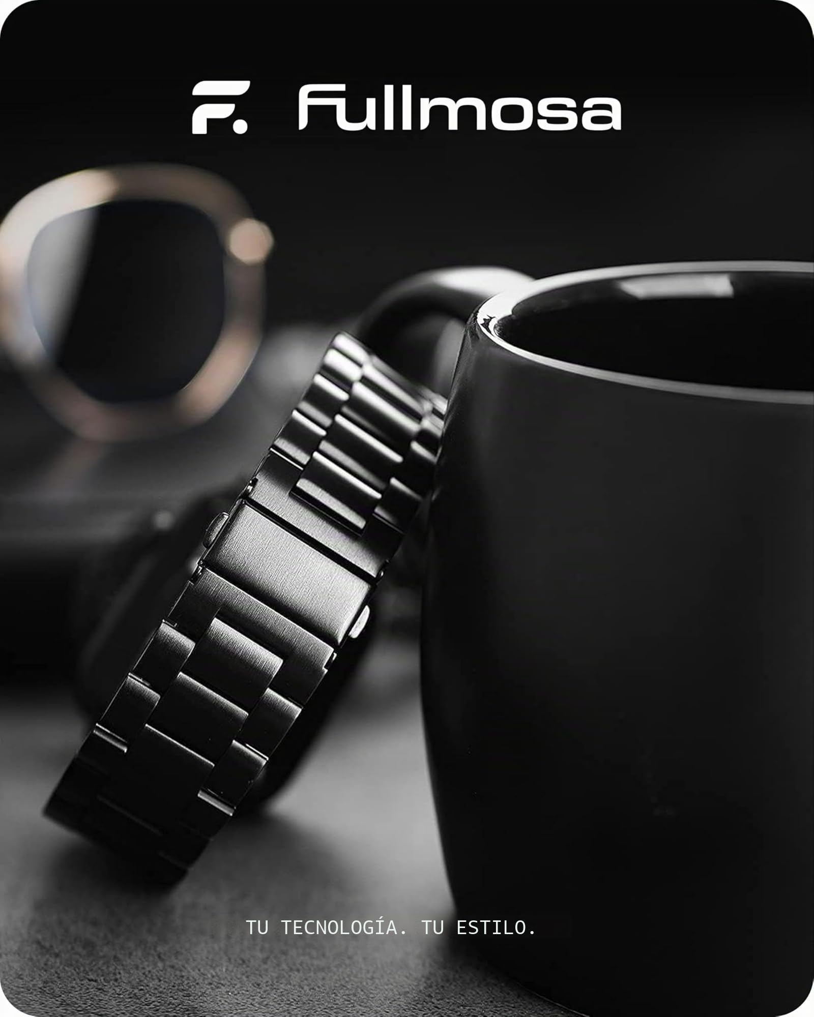 Fullmosa Correa Compatible Con Apple Watch 44mm 46mm 45mm 49mm 40mm 42mm 41mm 38mm,Pulsera Acero Inoxidable con Case Para iWatch Ultra SE 3 2 1/Series 11/10/9/8/7/6/5/4/3/2/1,44mm 42mm 45mm Negro