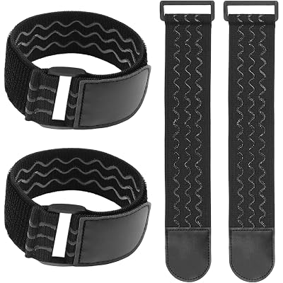 4 PCS Elastic Boot Straps, Ankle Strap Cowboy Boot Straps, Adjustable Stretch Cinch Strap with Anti-Slip Rubber & Buckle, Military Blousing Straps for Cycling Hiking Fishing Skiing Military(Black)