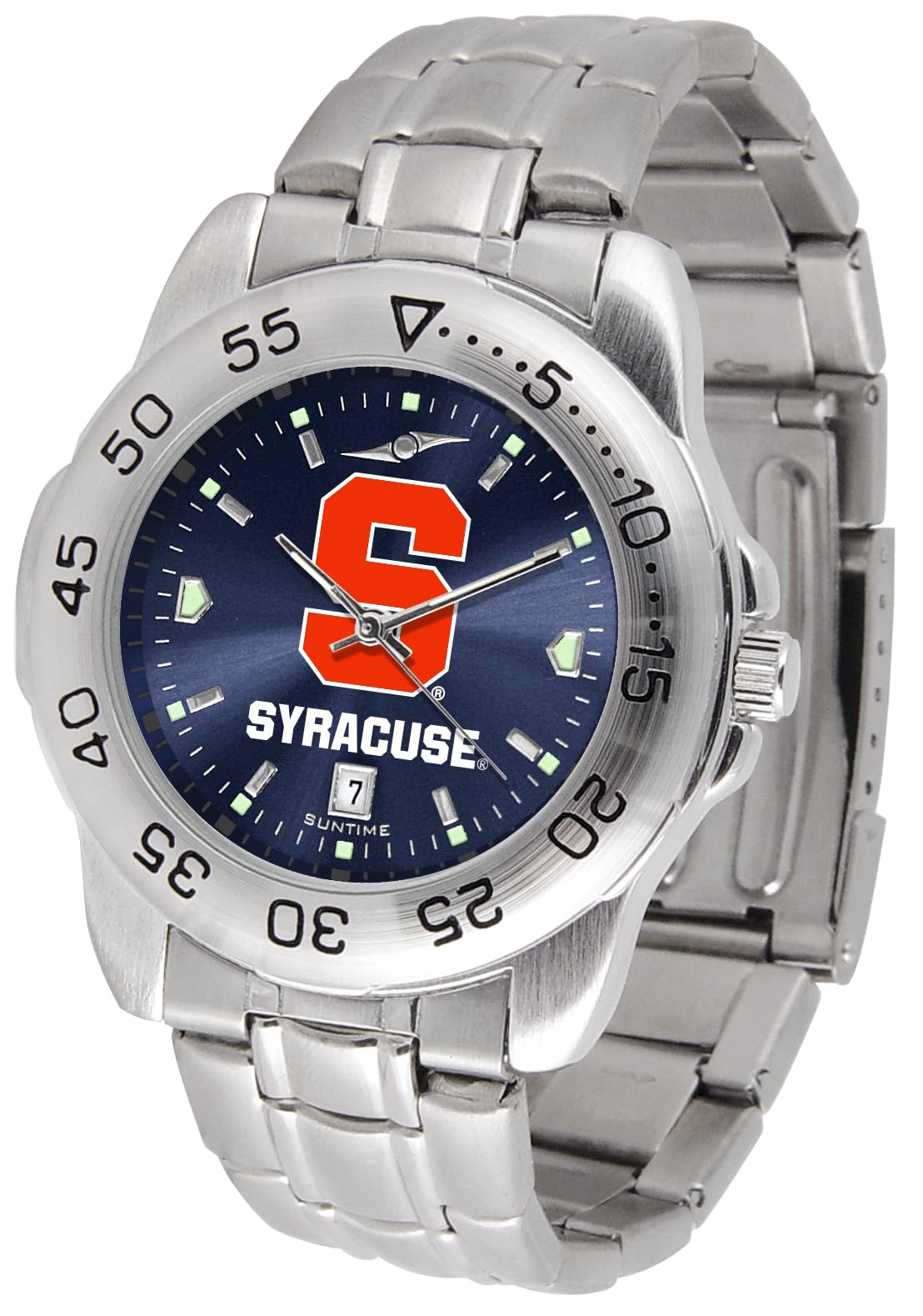 SunTime Men's NCAA Team Sport Watch, 20mm Stainless Steel Strap, Reflective Shiny Dial with Date