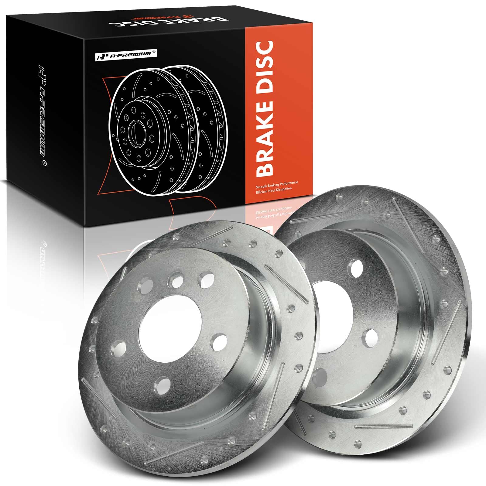 A-Premium 10.2 inch (259mm) Rear Drilled and Slotted Disc Brake Rotors Compatible with Select Mini Models - Cooper 2014-2019, 2-PC Set
