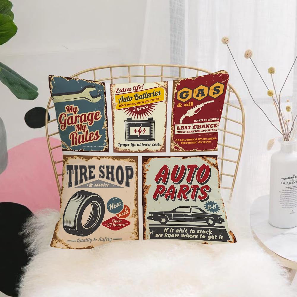 Hyosxw Intage Car Service Metal Signs And Ps Vector - A7 Cushion Cover,Throw Pillow Case Home Decorative For Living Room Bedroom Sofa Chair 18X18 Inch,Intage Car Service Metal Signs And Ps Vector,Pillowcase 45X45cm