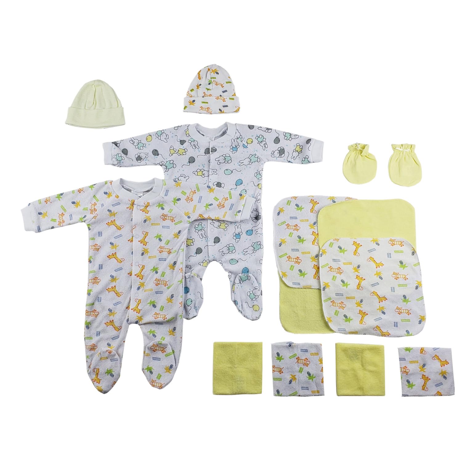 Bambini Sleep-n-Plays, Caps, Mittens and Washcloths - 14 pc Set